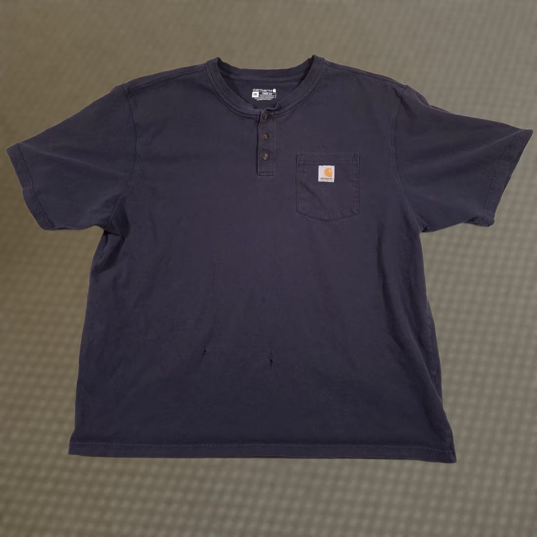 Carhartt Carhartt Henley Shirt Mens 2XL Blue Short Sleeve Pocket Workwear Tee Casual Size US XXL / EU 58 / 5 - 1 Thumbnail