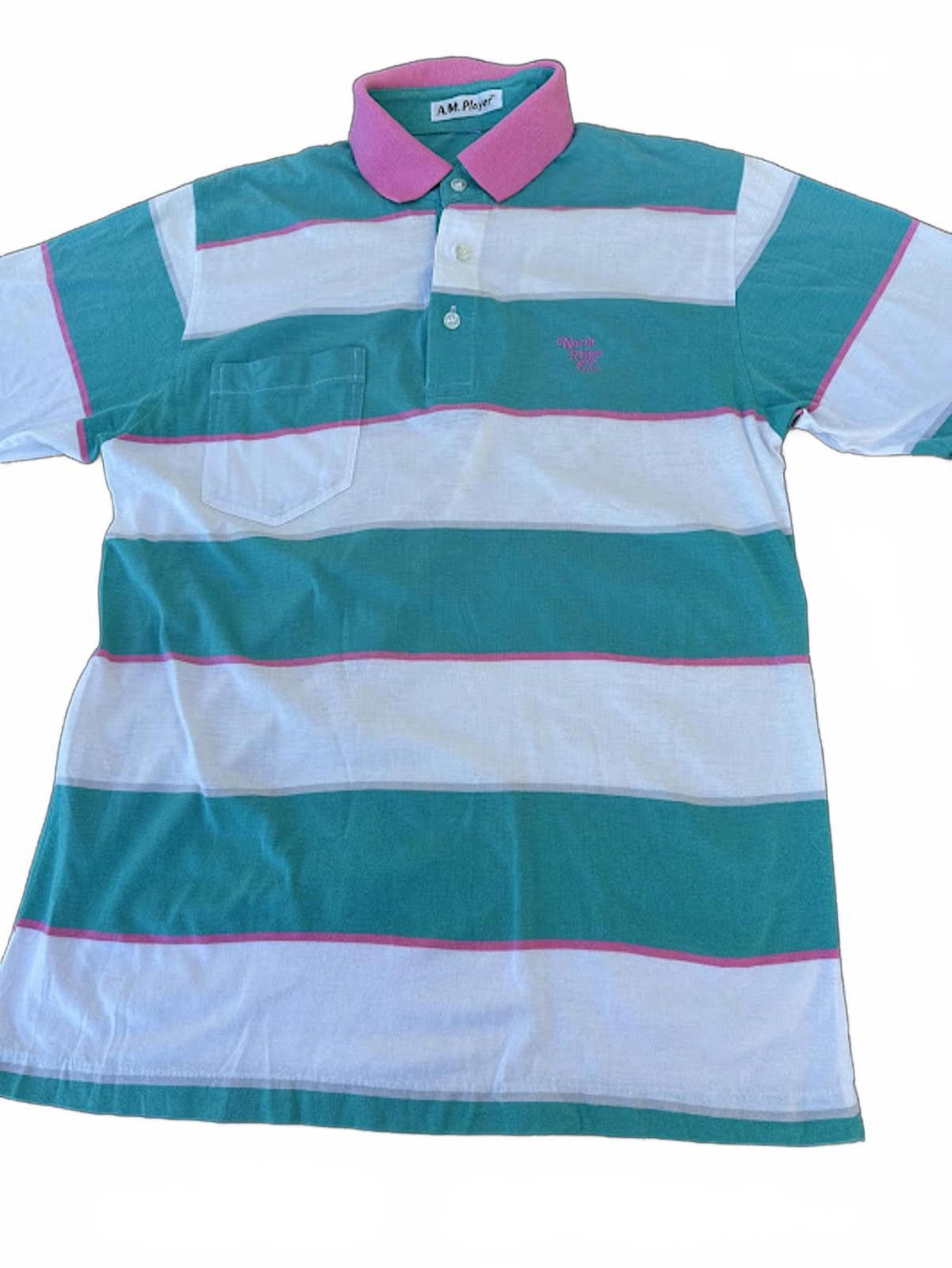 Other A.M. Player Teal Pink Stripe Polo Shirt M Size US M / EU 48-50 / 2 - 2 Thumbnail