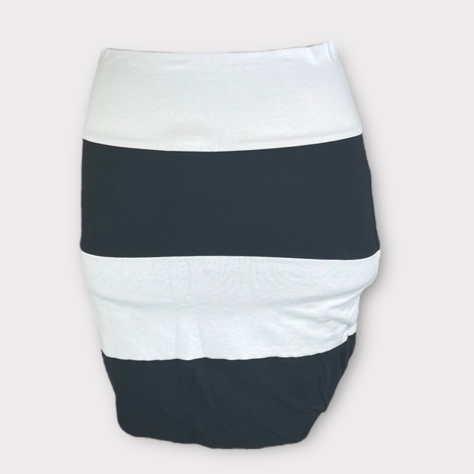 Vintage Lily White Black and White Wide Striped Mini Body-con Skirt Size 28" / US 6 / IT 42 - 4 Thumbnail