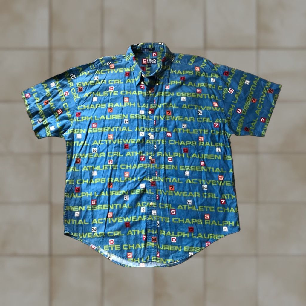 Polo Ralph Lauren VTG Polo Ralph Lauren Essential All Over Print Button Down Shirt XL Mens 90s Blue Size US XL / EU 56 / 4 - 1 Thumbnail