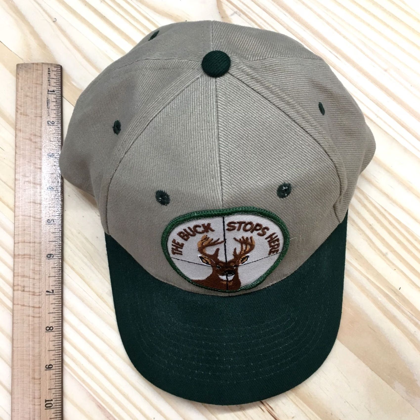 Vintage Baseball Cap Unisex Brown Green OS Adjustable Embroidered The Buck Stops Here Size ONE SIZE - 4 Thumbnail