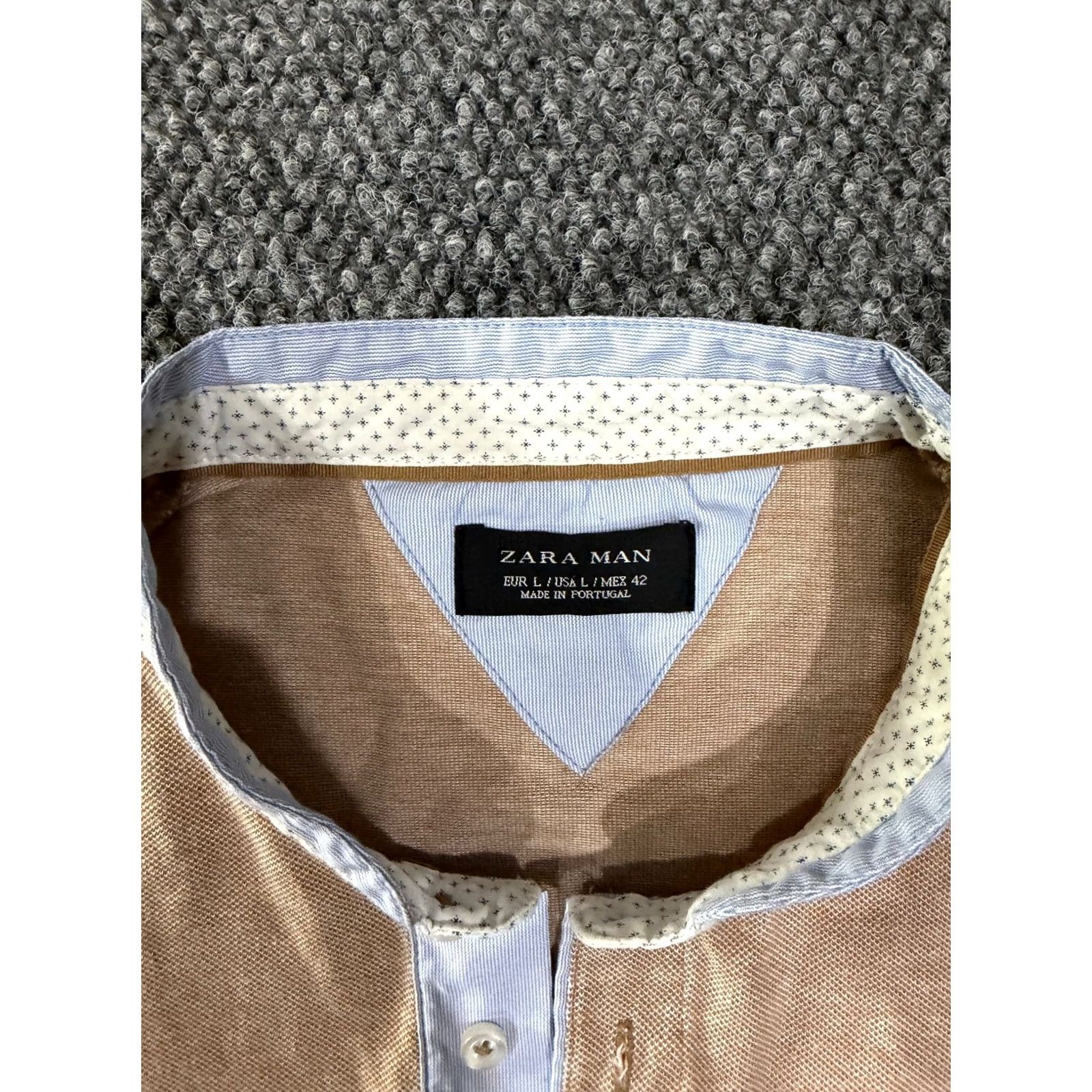 Zara Zara Polo Shirt Mens L Beige Short Sleeve Casual Knit Cotton Regular Fit Golf Modern Button Collar shirt Size US L / EU 52-54 / 3 - 5 Thumbnail