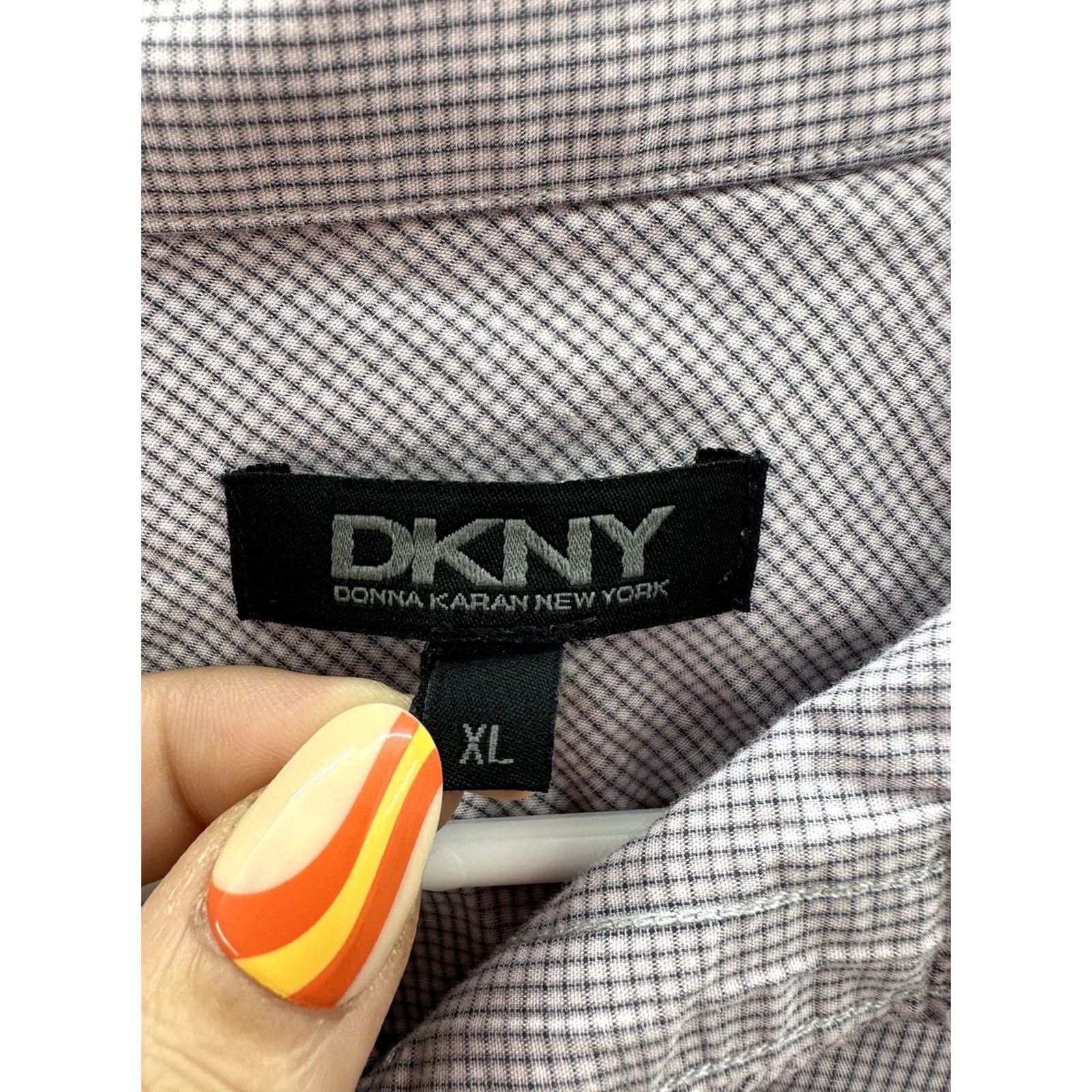 DKNY DKNY Mens Shirt XL Purple Plaid Long Sleeve Button Up Stained Size US XL / EU 56 / 4 - 7 Thumbnail
