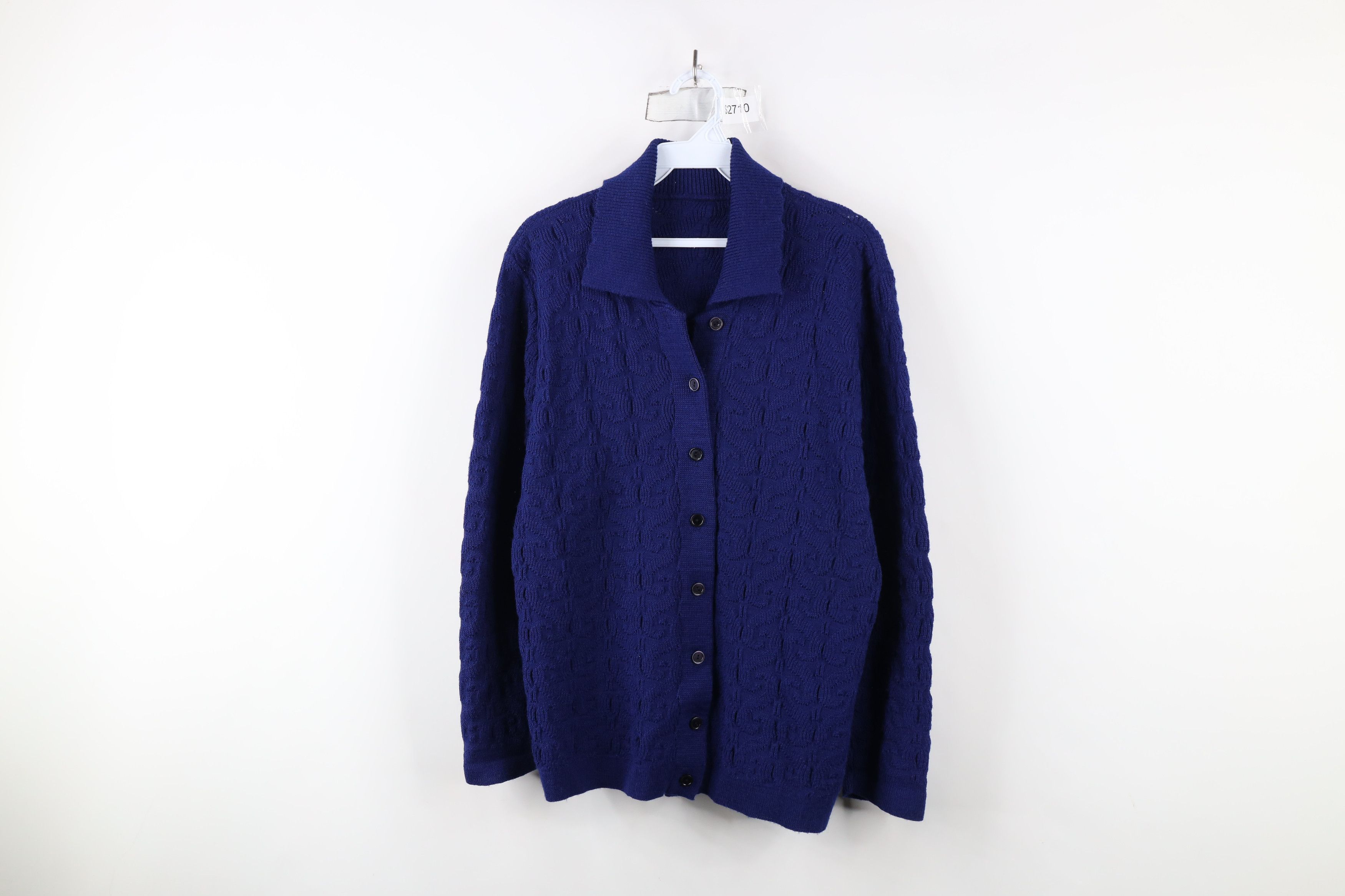 Vintage Vintage 70s Streetwear Geometric Collared Cardigan Sweater Size M / US 6-8 / IT 42-44 - 1 Thumbnail