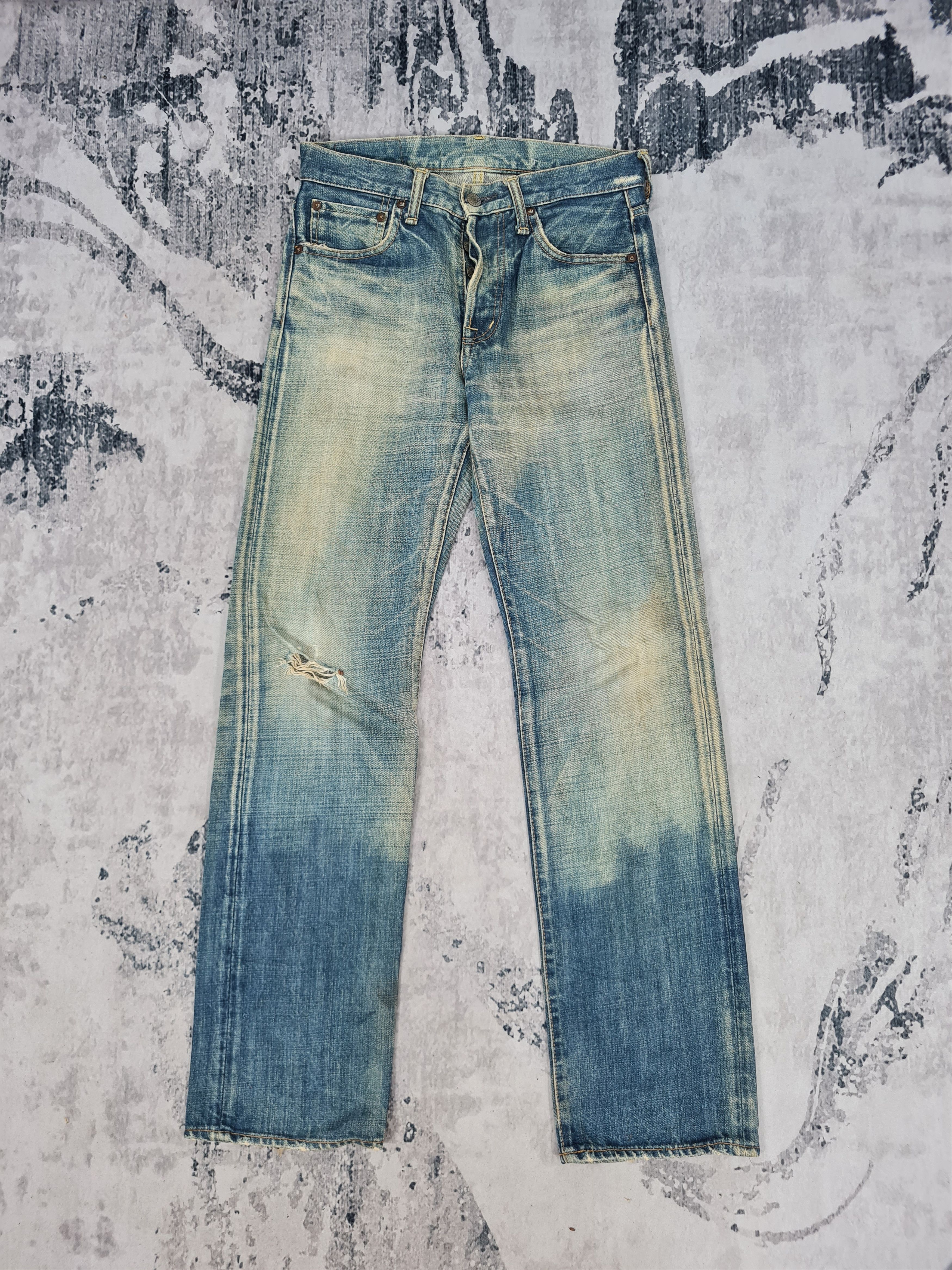 image of If Six Was Nine x Omnigod Ripped Stain Redline Jeans Size 29X30.5 Jeans Jb0129 in Blue, Men's