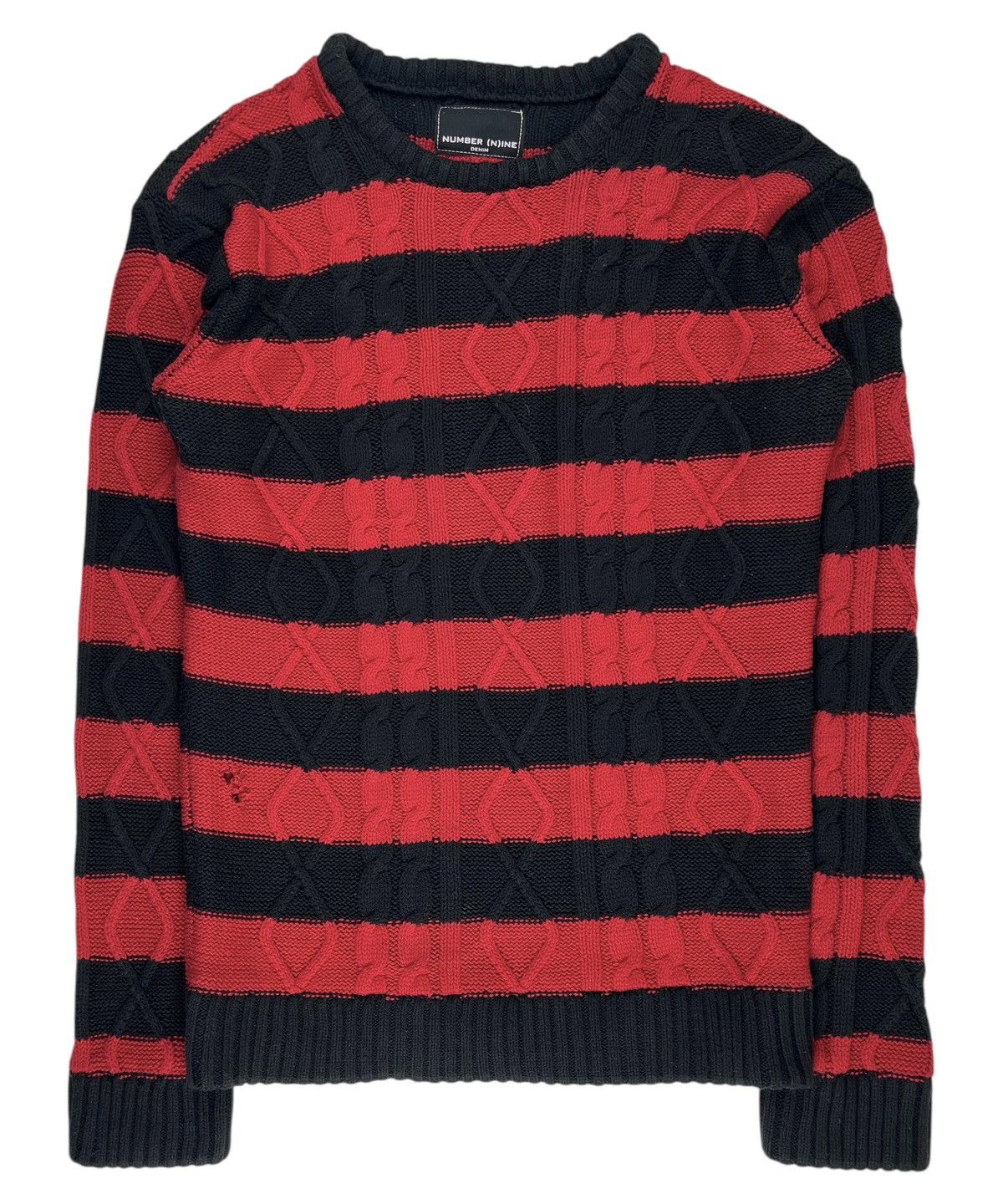 Pre-owned Number N Ine Number (n)ine Red Cobain Striped Knit Sweater