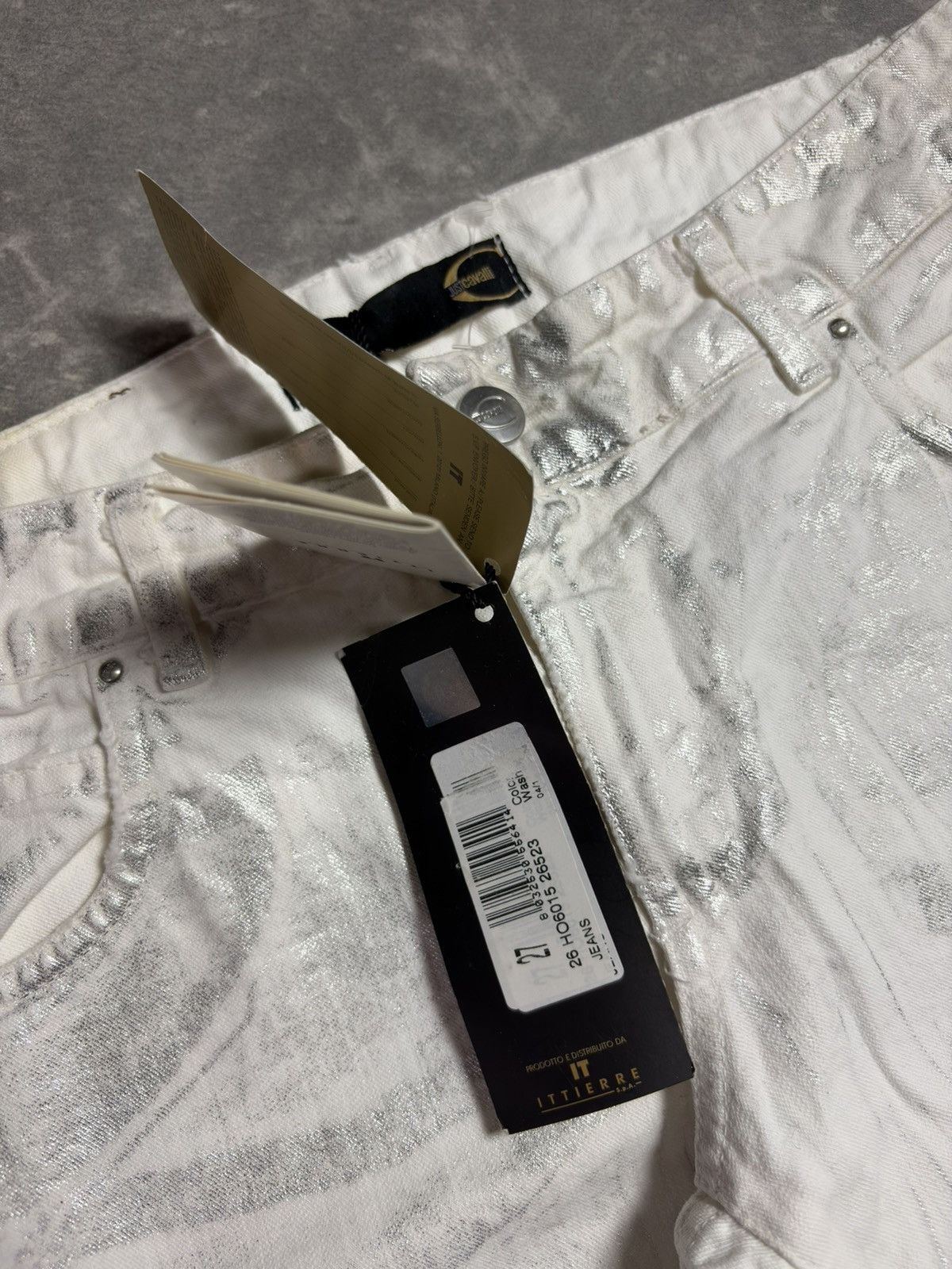 Just Cavalli 00s DSWT Just Cavalli Waxed Orange Silver Tones Flared Jeans Size US 27 - 8 Thumbnail