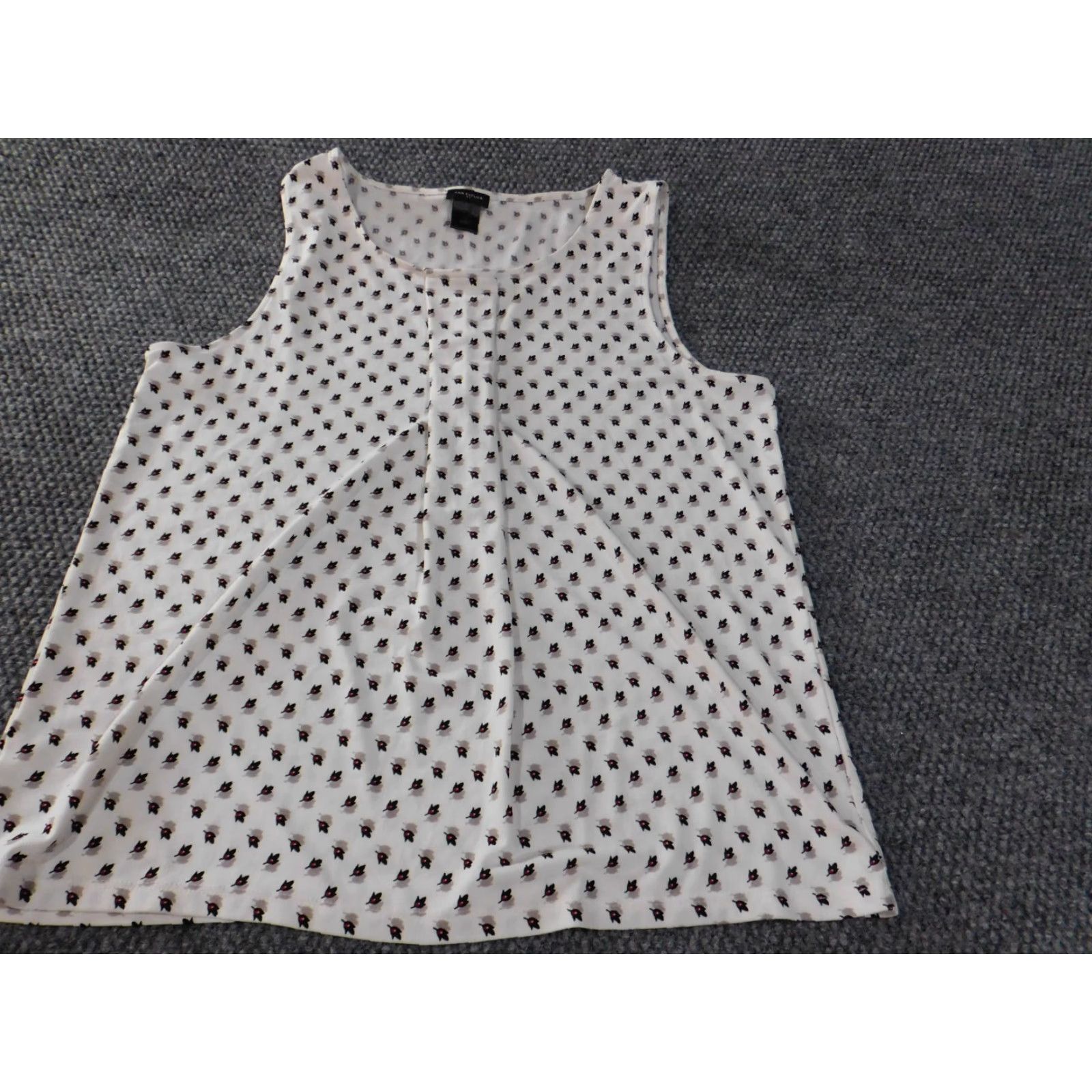 Ann Taylor Ann Taylor Blouse Shirt Women Large White Sleeveless Round Neck Geometric Casual Polyester Woven Regular Basic Modern Womens Size L / US 10 / IT 46 - 3 Thumbnail