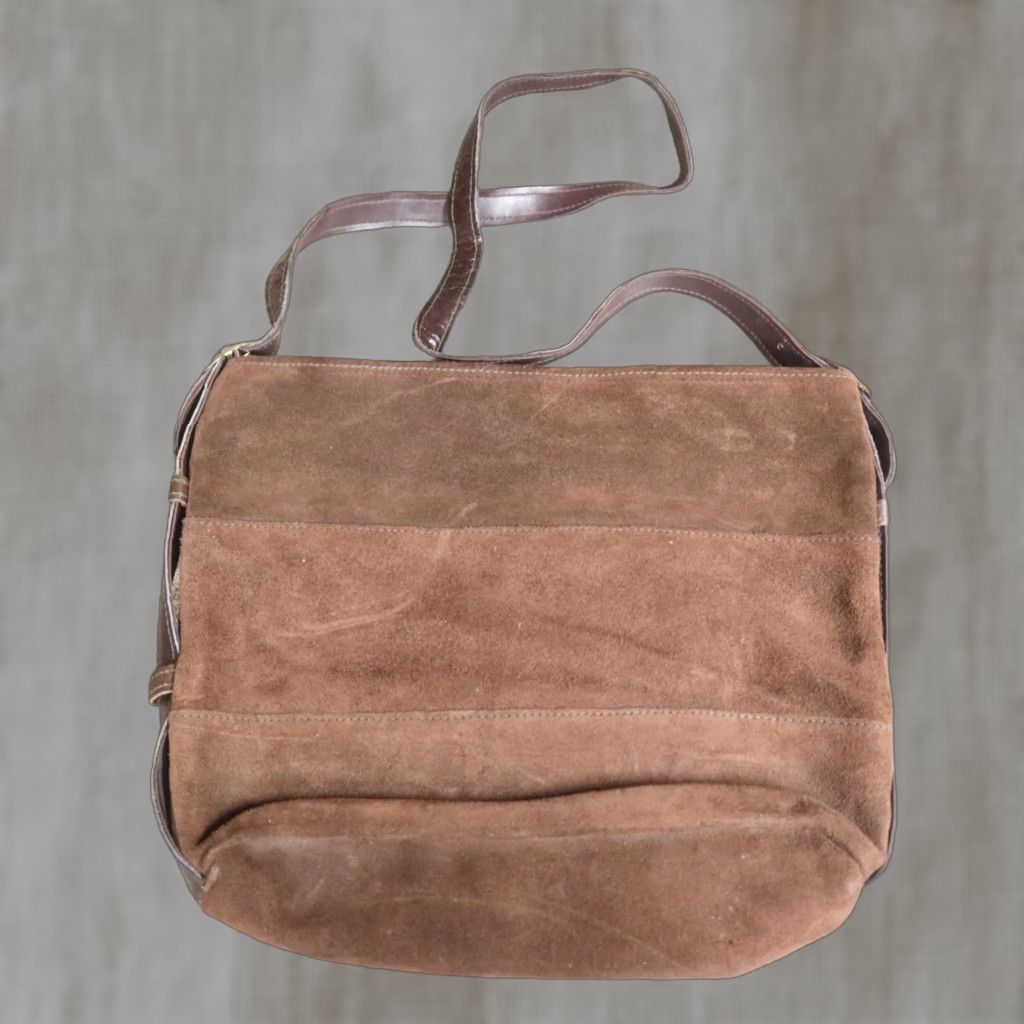 Vintage Brown Faux Leather Women's Shoulder Bag Zip Purse Satchel Small Lined Brown Purse Womens Shoulder Bag Purse Size ONE SIZE - 1 Thumbnail