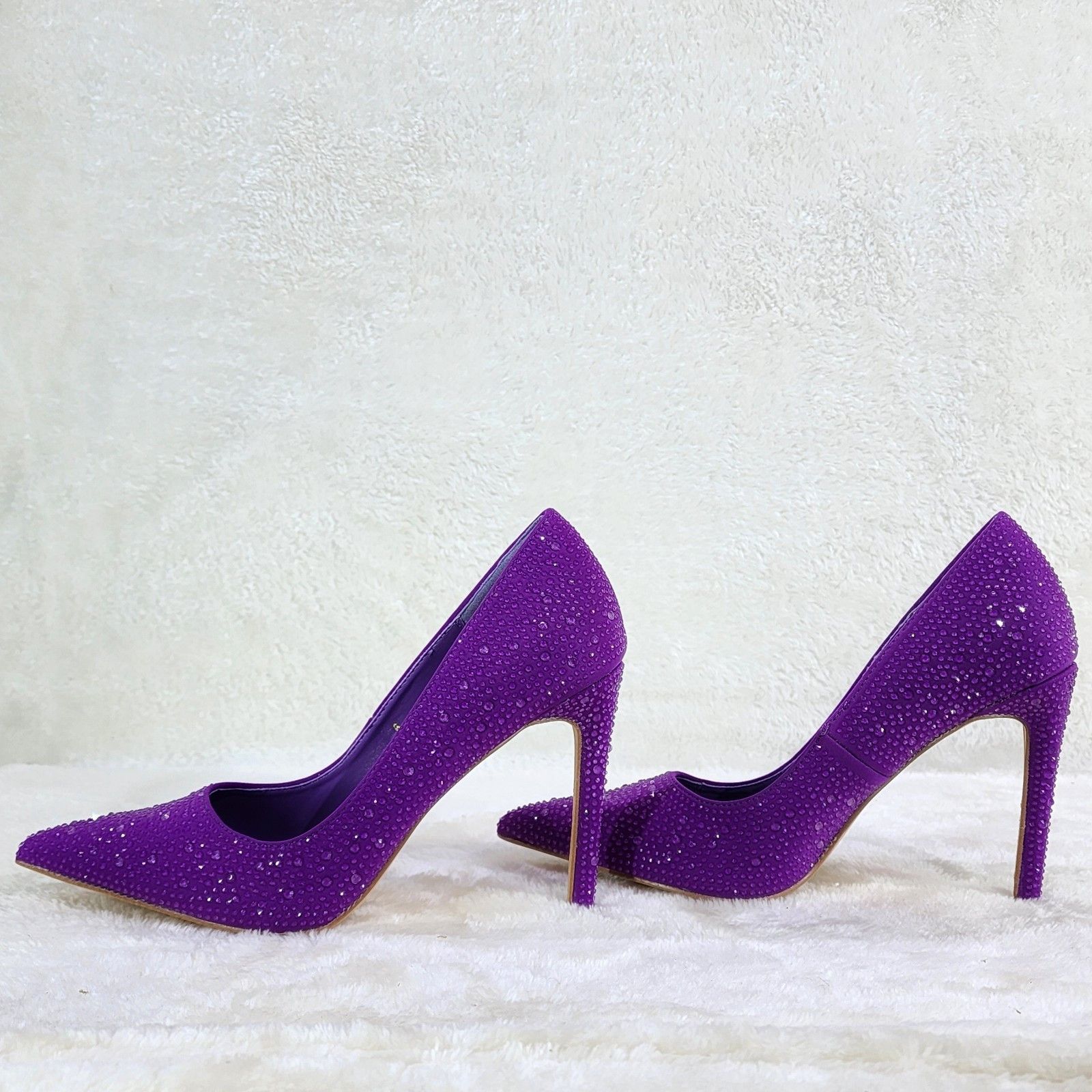 Other Shock Purple High Heel Stiletto Pumps Rhinestone Evening Par Size US 7.5 / IT 37.5 - 2 Thumbnail