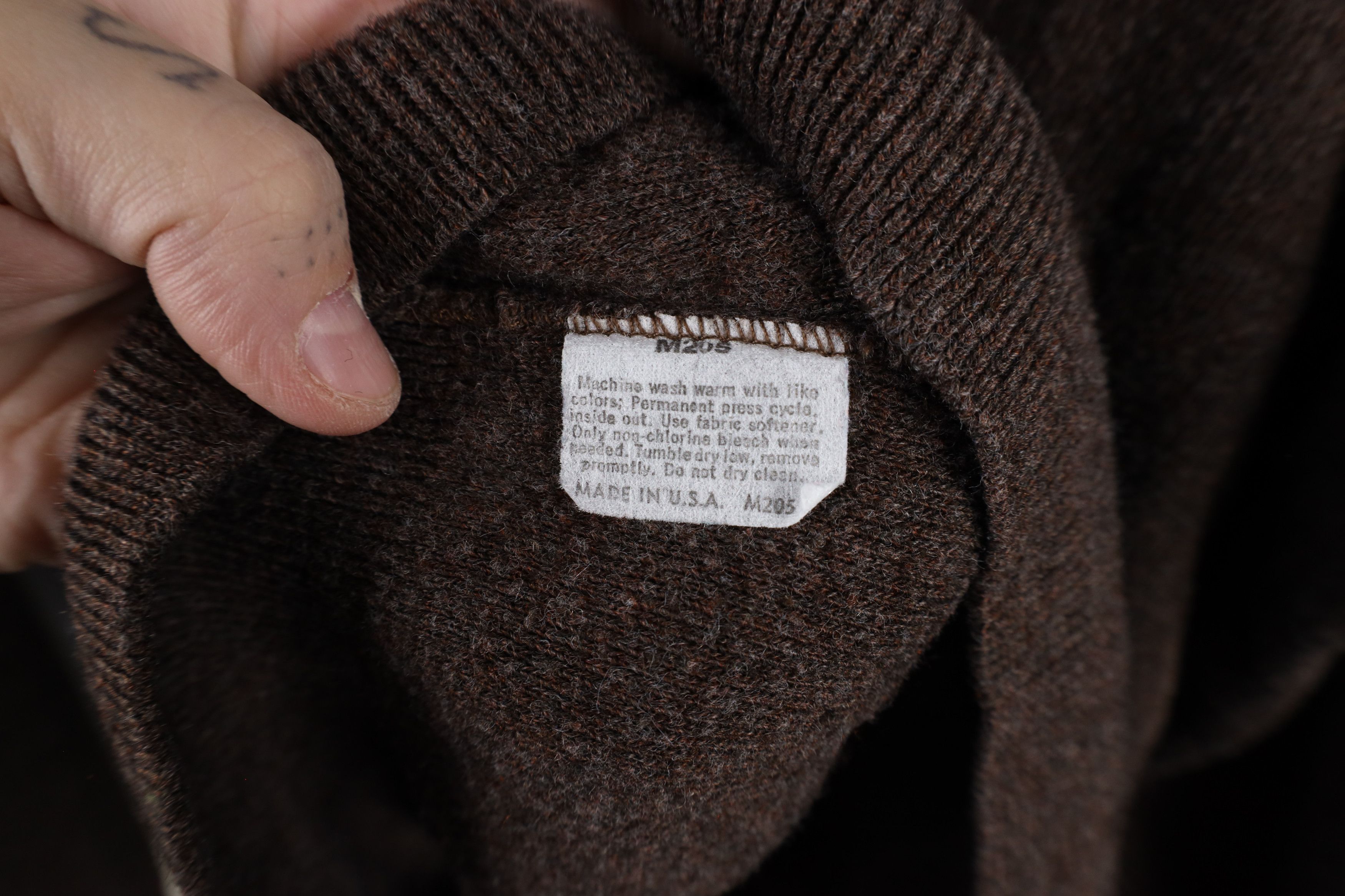 Vintage Vintage 70s Streetwear Blank Knit V-Neck Sweater Brown USA Size US XL / EU 56 / 4 - 7 Thumbnail