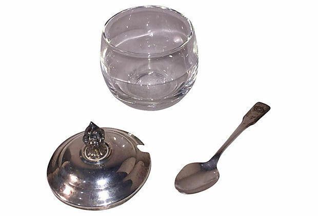 Designer Silver Plate & Glass Condiment Jar Size ONE SIZE - 3 Thumbnail
