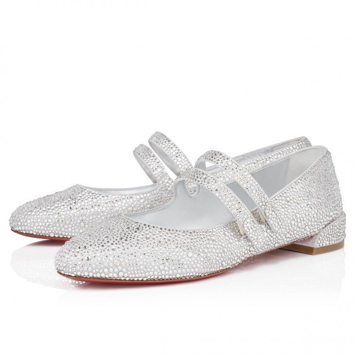 Christian Louboutin o1s1wg111024 Sweet Jane Strass Flats in Silver Size US 7 / IT 37 - 4 Thumbnail