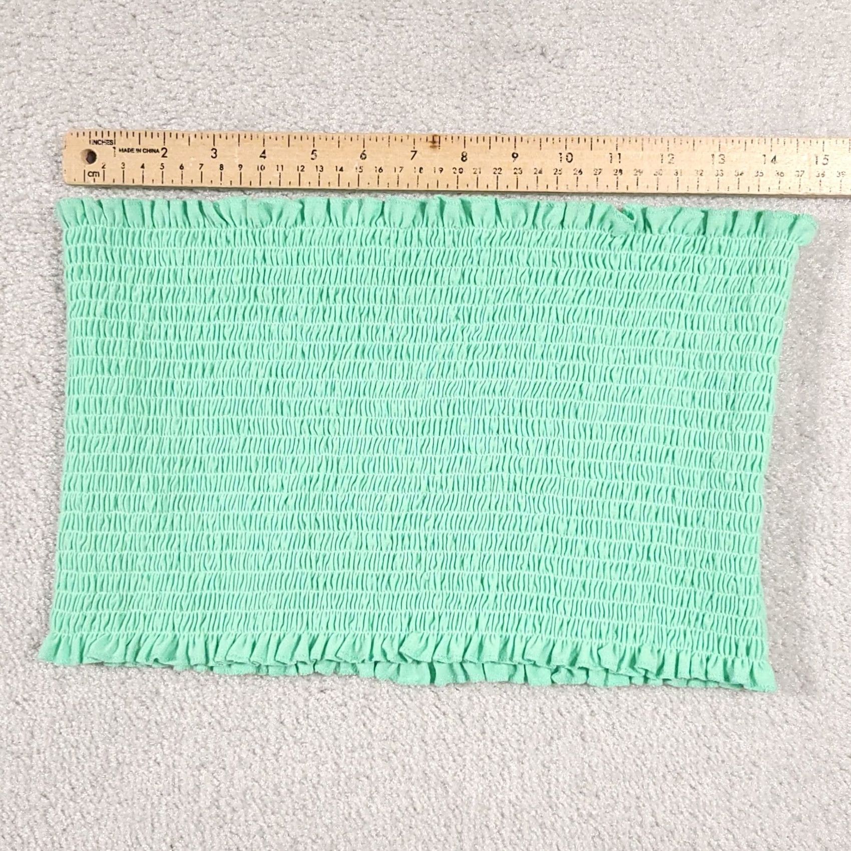 Vintage Zenana Strapless Bandeau Tube Top Bra Women's 1X Teal Blue Plus Ruched Tank Sleeveless Square Neck Size XL / US 12-14 / IT 48-50 - 4 Thumbnail