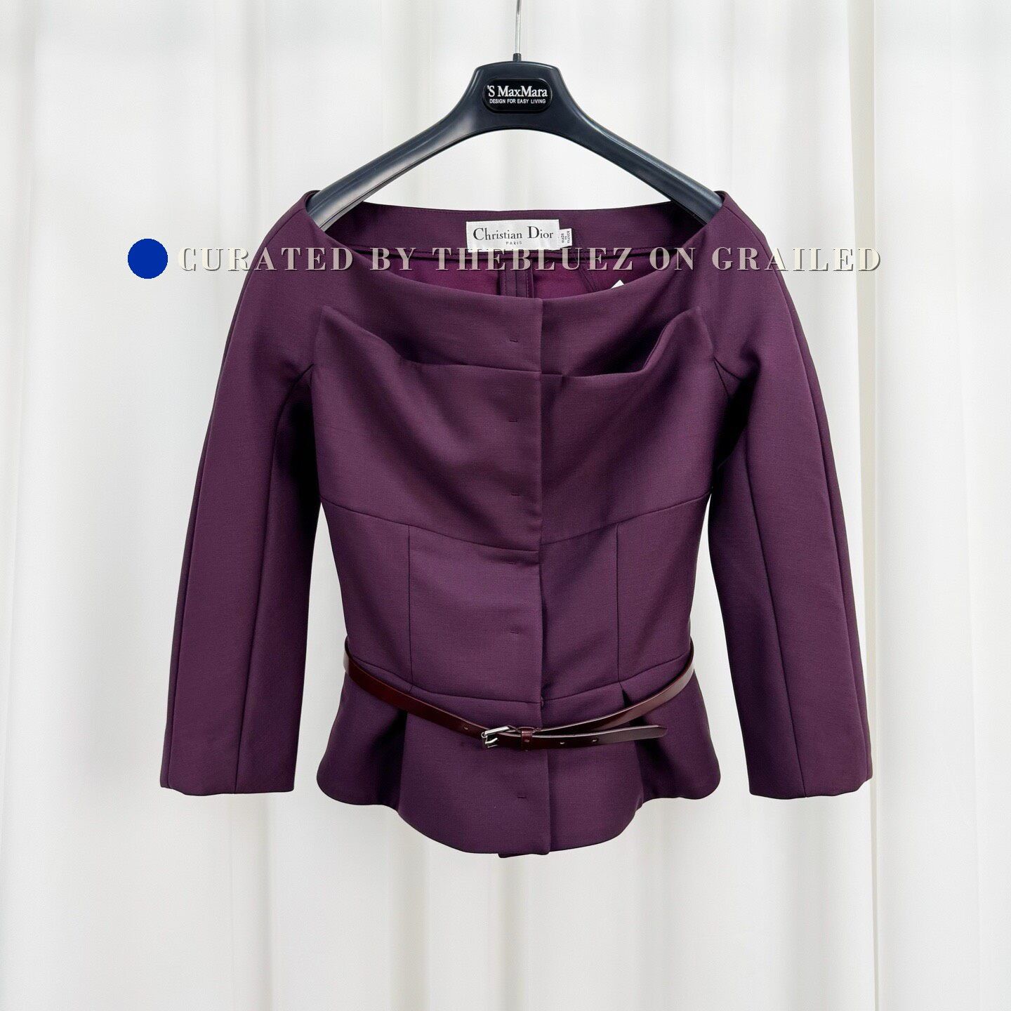 Dior Dior Burgundy Off-the-shoulder Belted Jacket Size XS / US 0-2 / IT 36-38 - 1 Thumbnail