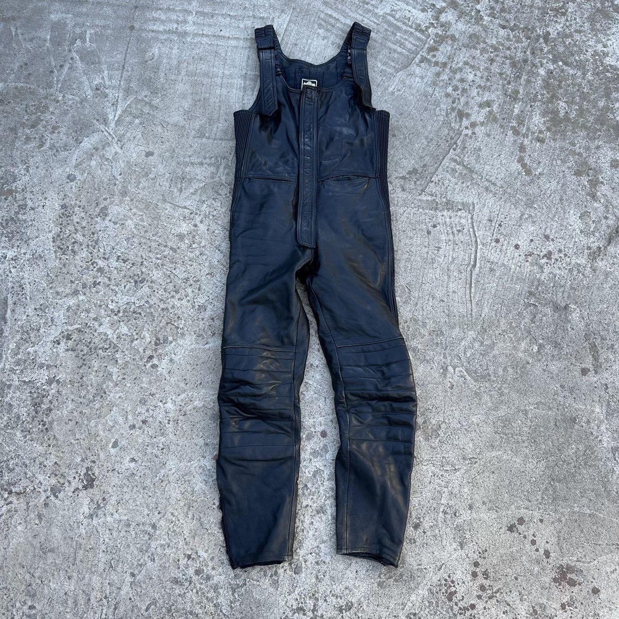 Vintage Vintage Moto Leather Pants Overalls Style USA 90s Y2K Size US 33 - 1 Thumbnail