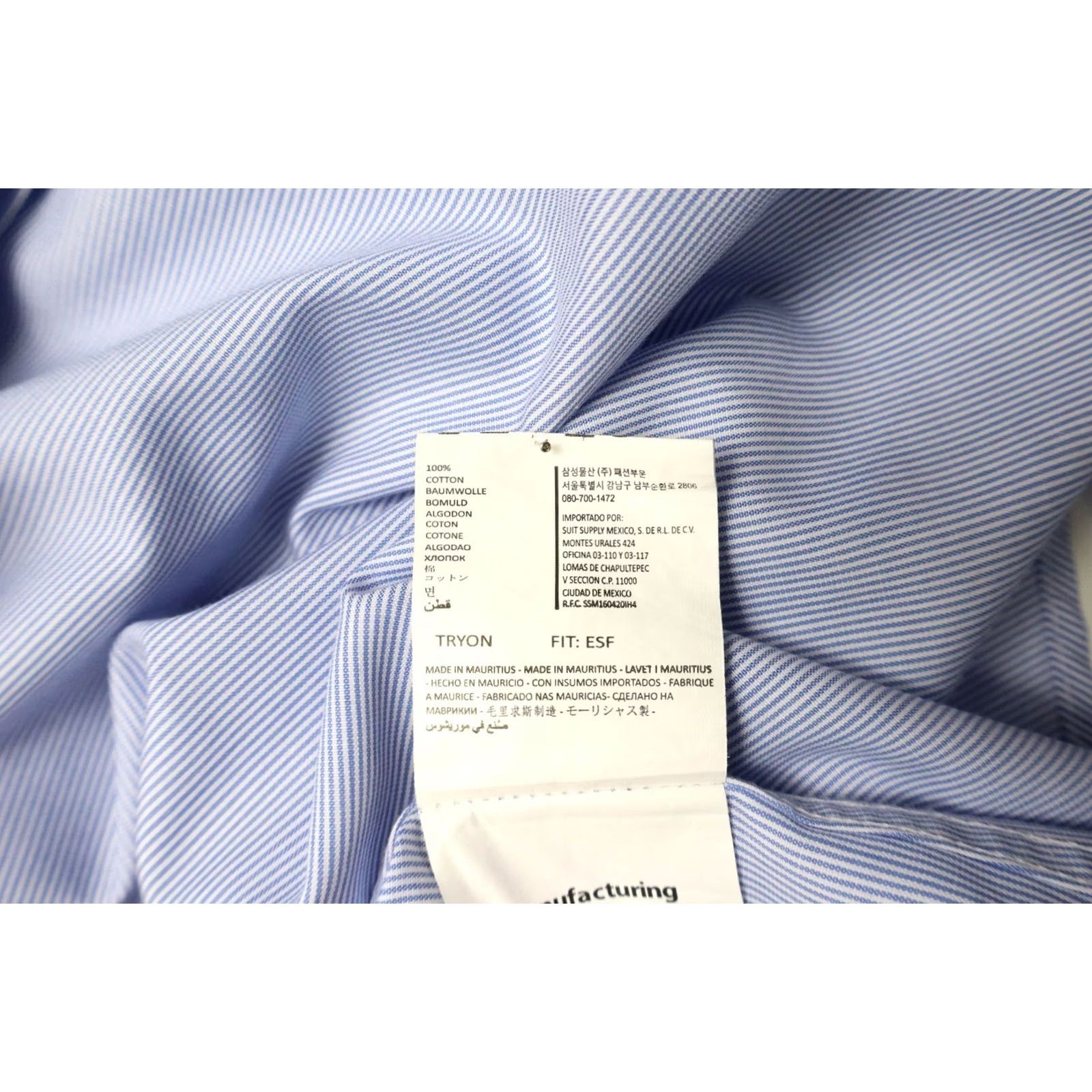 Suitsupply Suitsupply Try On Extra Slim Fit Formal Shirt 46/18 Blue Pinstripe Dress Shirt Mens Regular 100% Cotton Long Sleeve Button Collared 46/18 18in) Size 46R - 7 Thumbnail