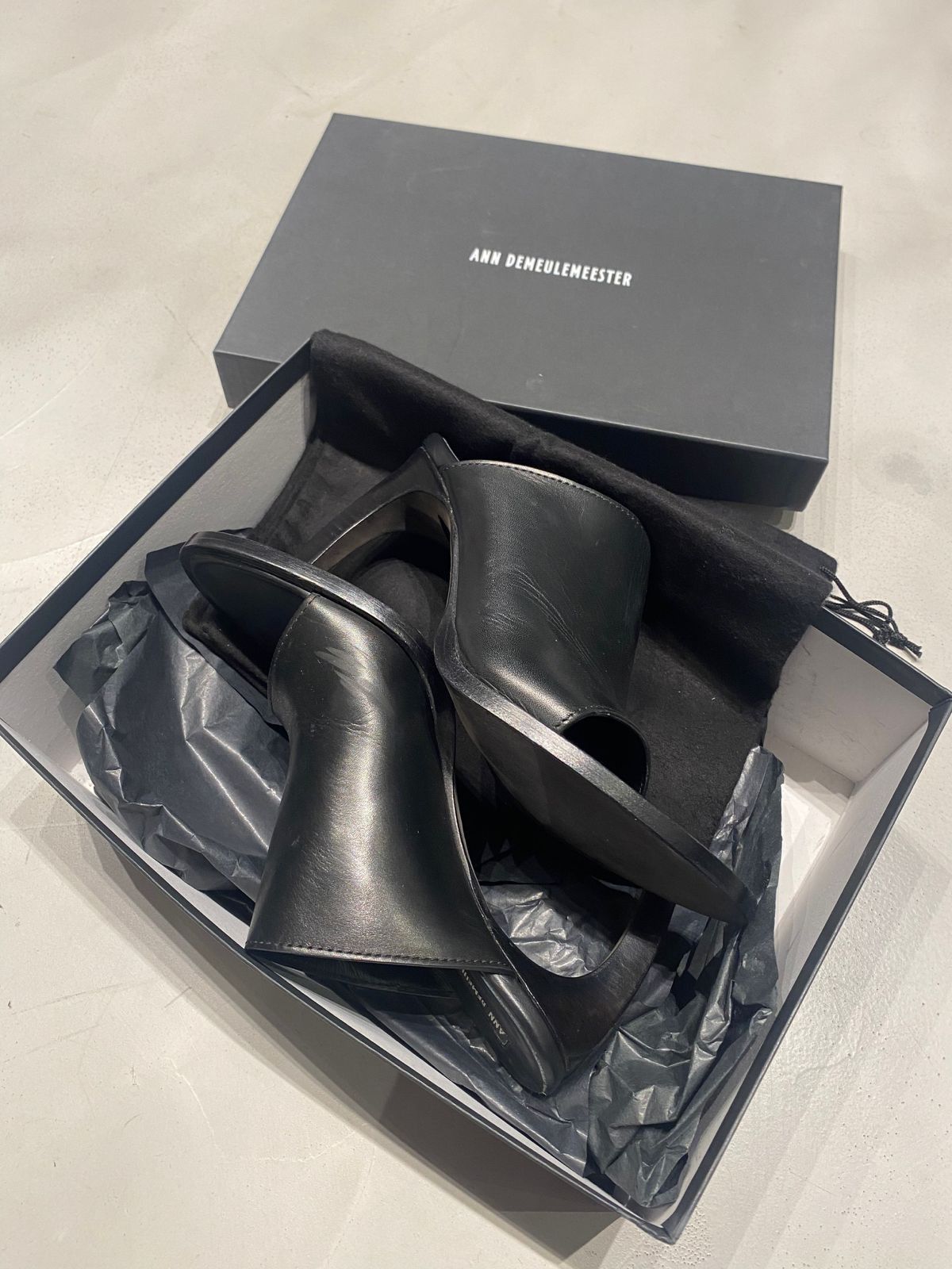 Ann Demeulemeester BLACK LEATHER MULES Size US 8 / IT 38 - 7 Thumbnail