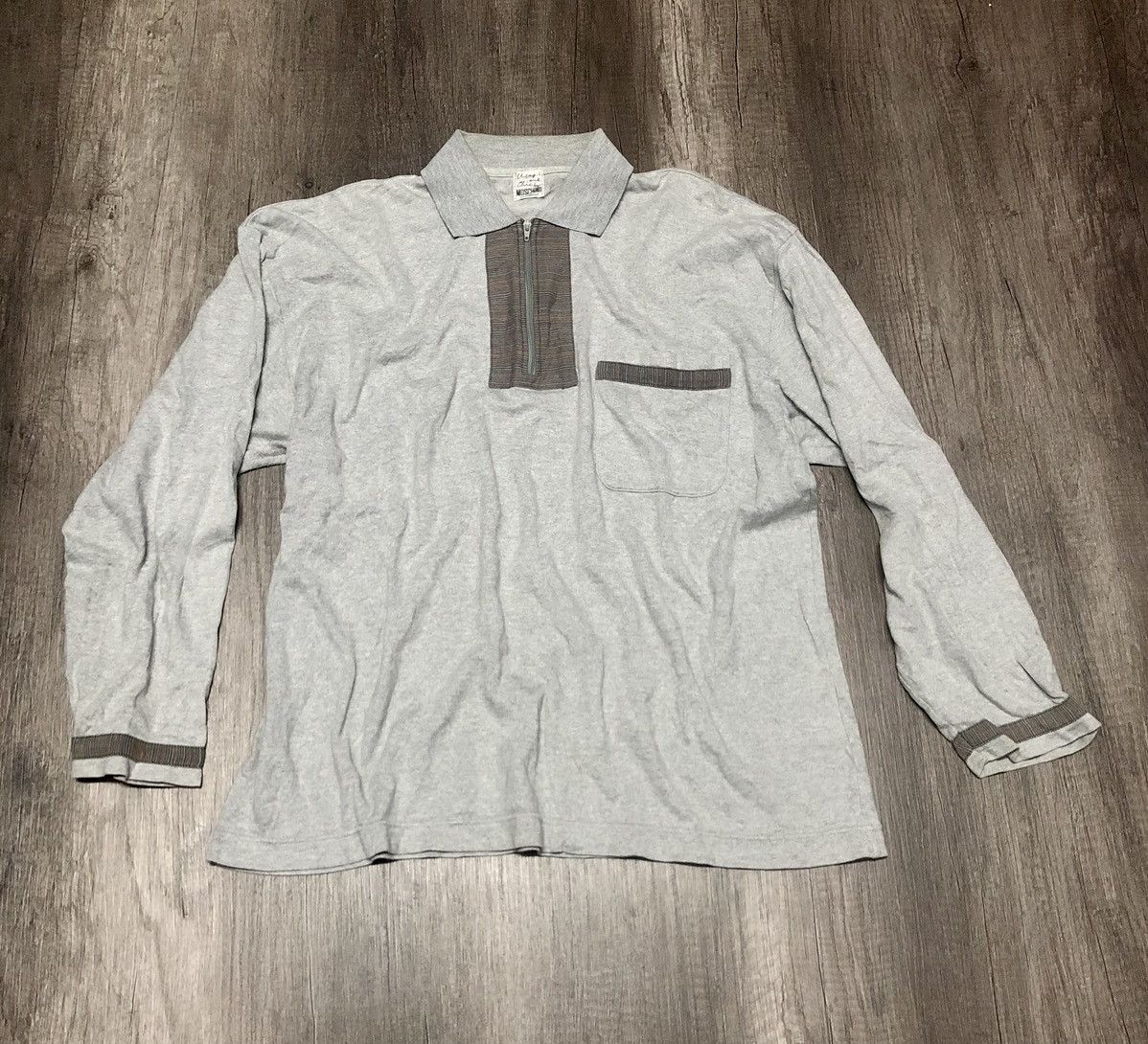 Designer × Moschino × Vintage Vintage Moschino Underwear Long Sleeve Polo Shirt Size US L / EU 52-54 / 3 - 1 Thumbnail