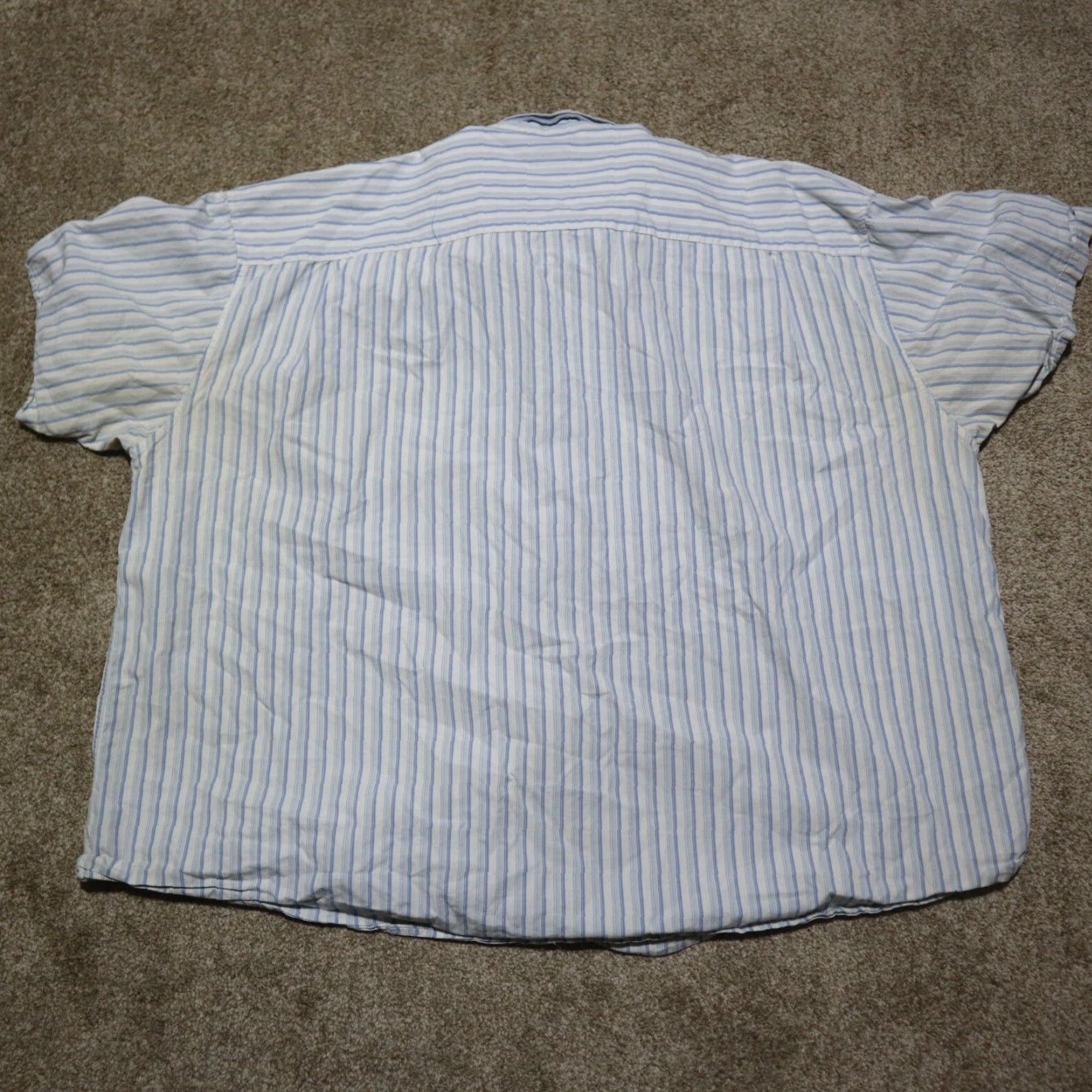 Izod IZOD Shirt Button-Up Long Sleeve Casual Adult Men's 4X Plus Blue Striped Cotton Logo 90s Theme Mens Size US XXL / EU 58 / 5 - 7 Thumbnail