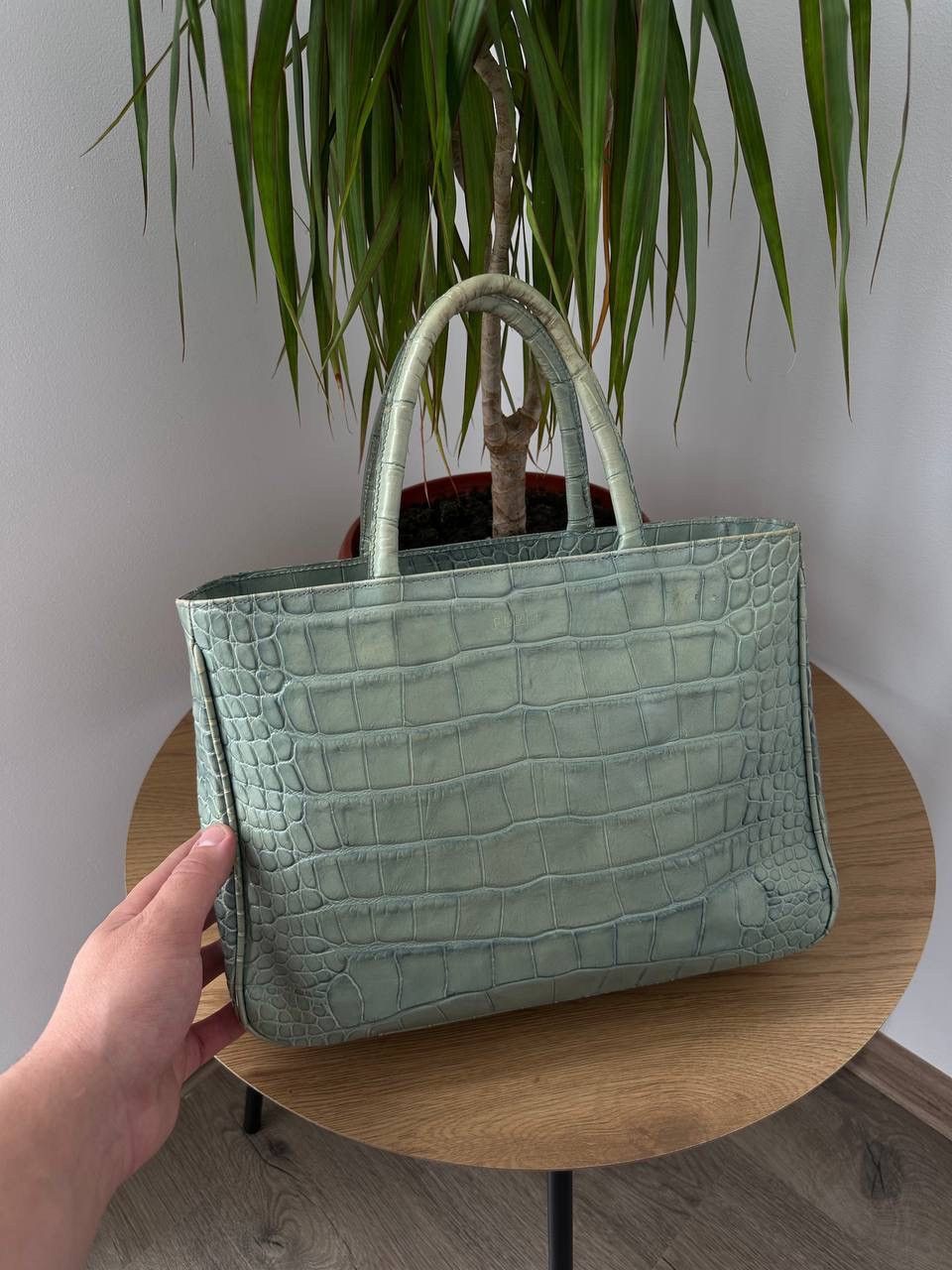 Furla Vintage Furla Faded Crocodile Embossed Leather Tote Bag Mint Size ONE SIZE - 6 Thumbnail