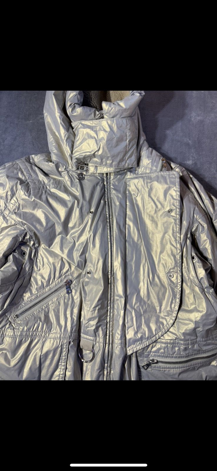 Prada Prada Silver Astro Moto Puffer Coat Size US M / EU 48-50 / 2 - 13 Thumbnail