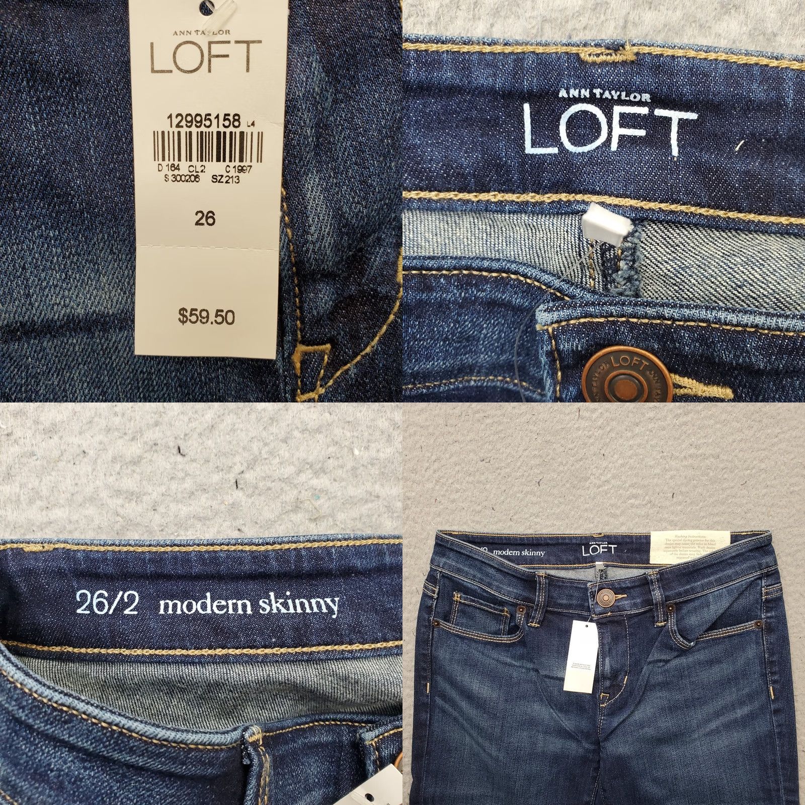 Loft Ann Taylor LOFT Skinny Jeans Womens 2 Blue Denim 5-Pocket Streetwear Size 26" / US 2 / IT 38 - 8 Thumbnail