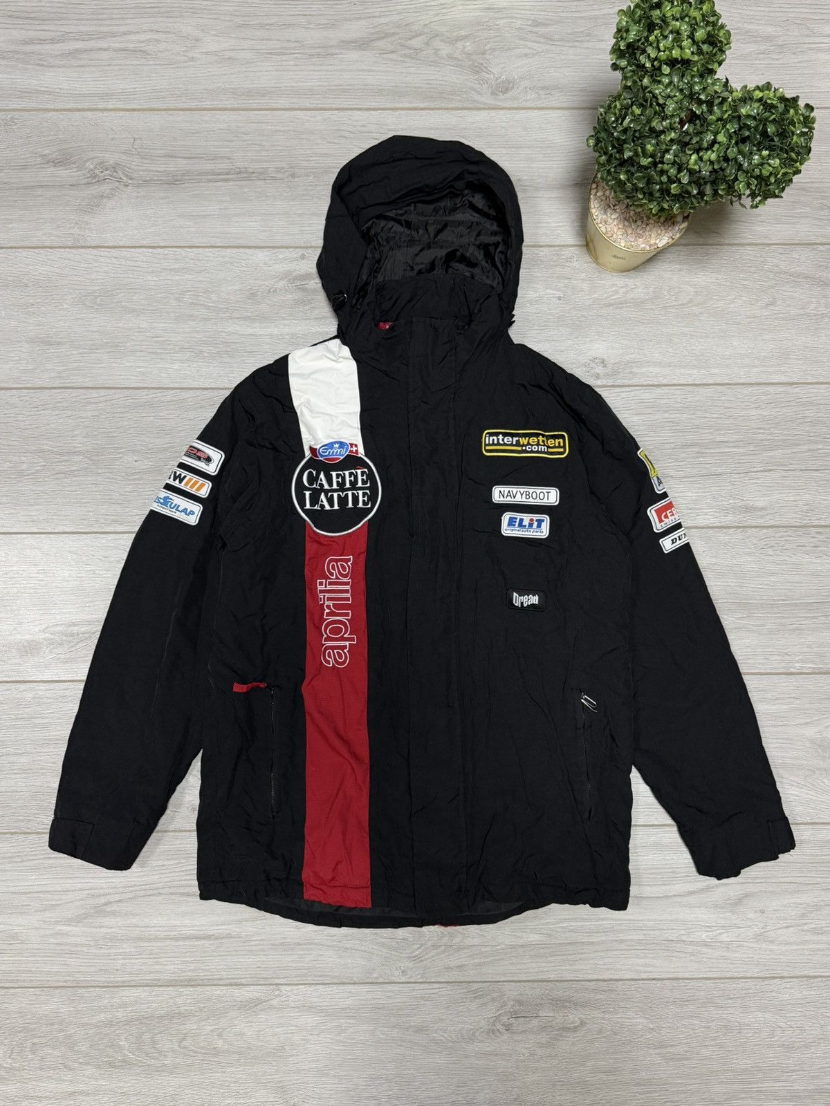 Vintage Caffe Latte Dread Aprilia jacket hooded zip racing team Size US L / EU 52-54 / 3 - 2 Thumbnail