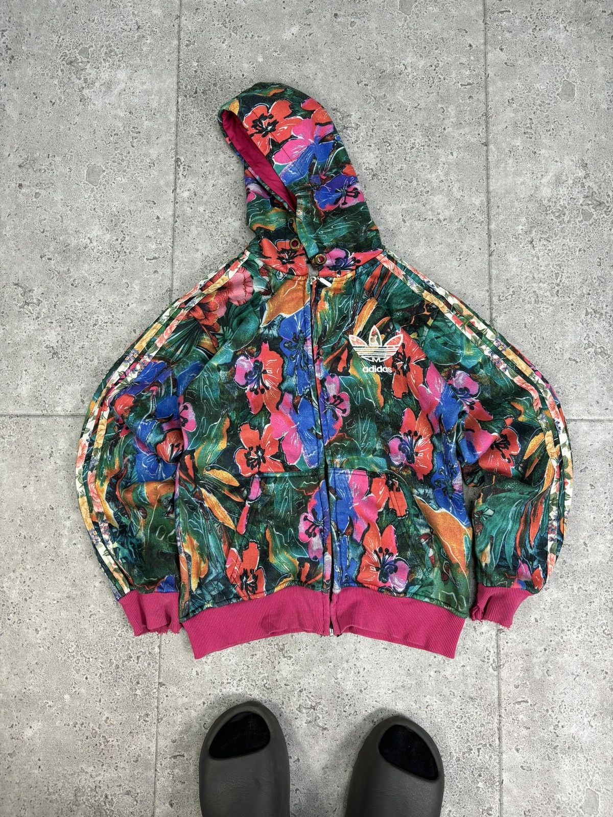 Adidas × Japanese Brand × Vintage Crazy Hip Hop Rap Adidas ZIP Up Hoodie 90s Big Logo 3 Stripe Size US M / EU 48-50 / 2 - 4 Thumbnail