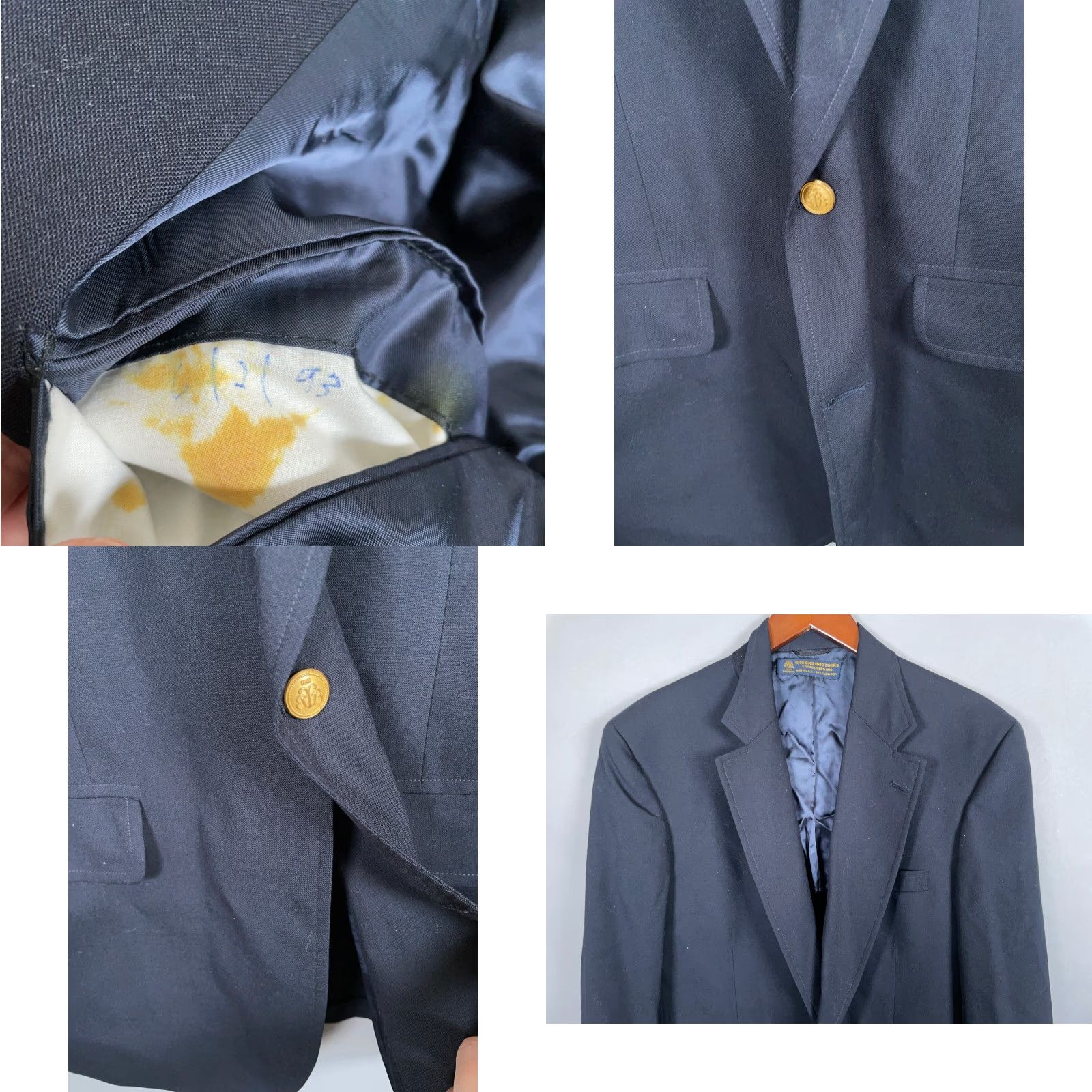 Brooks Brothers VINTAGE Brooks Brothers Blazer Jacket Men 41 Long Dark Blue Wool Notch Lapel 2 Button 3-Button Sleeves USA Made Size 42R - 9 Thumbnail