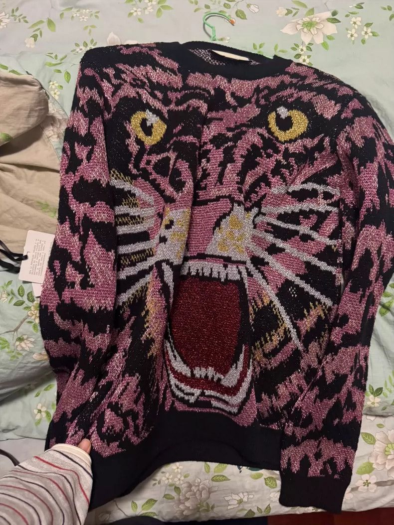 トップス Supreme Tiger & Leopard Knit Sweater L Vintage Novelty Leopard Knit Sweater - Etsy