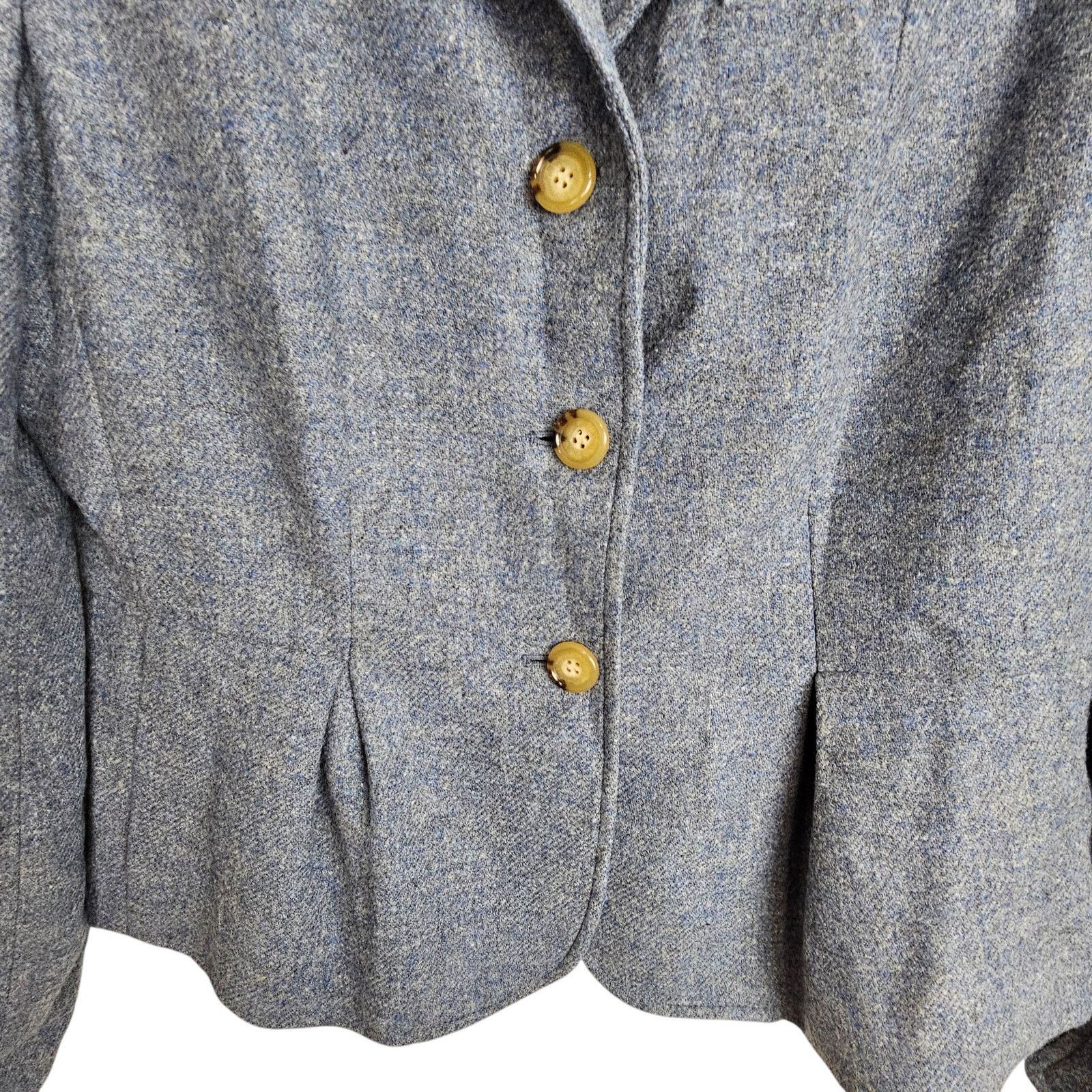 Robert Talbott Talbots Wool Blazer Pleated Peplum Preppy Dark Academia 10 Size L / US 10 / IT 46 - 3 Thumbnail