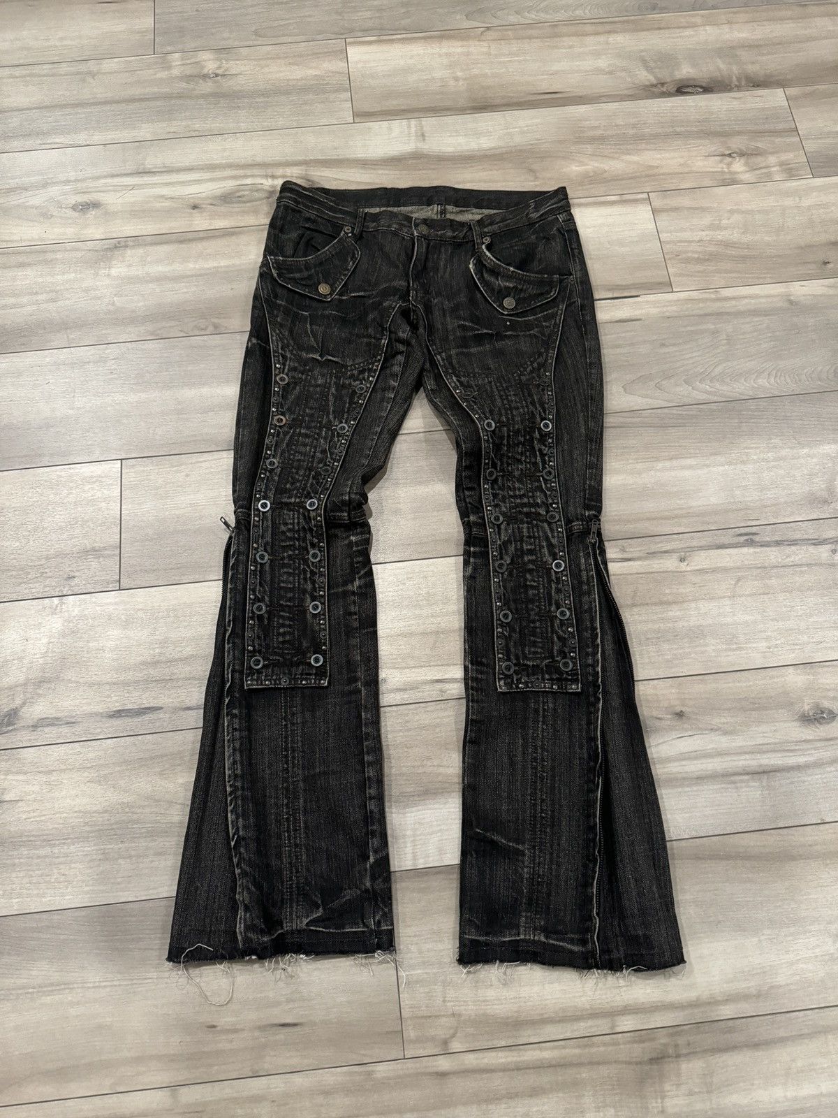 tornado mart flare pants denim へこたれ y2k emo