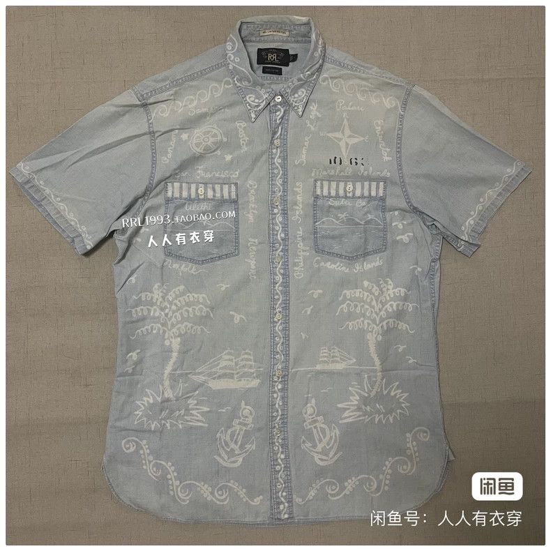 RRL Ralph Lauren RRL Ralph Lauren Hawaiian painting blue dye short sleeved Size US S / EU 44-46 / 1 - 3 Thumbnail