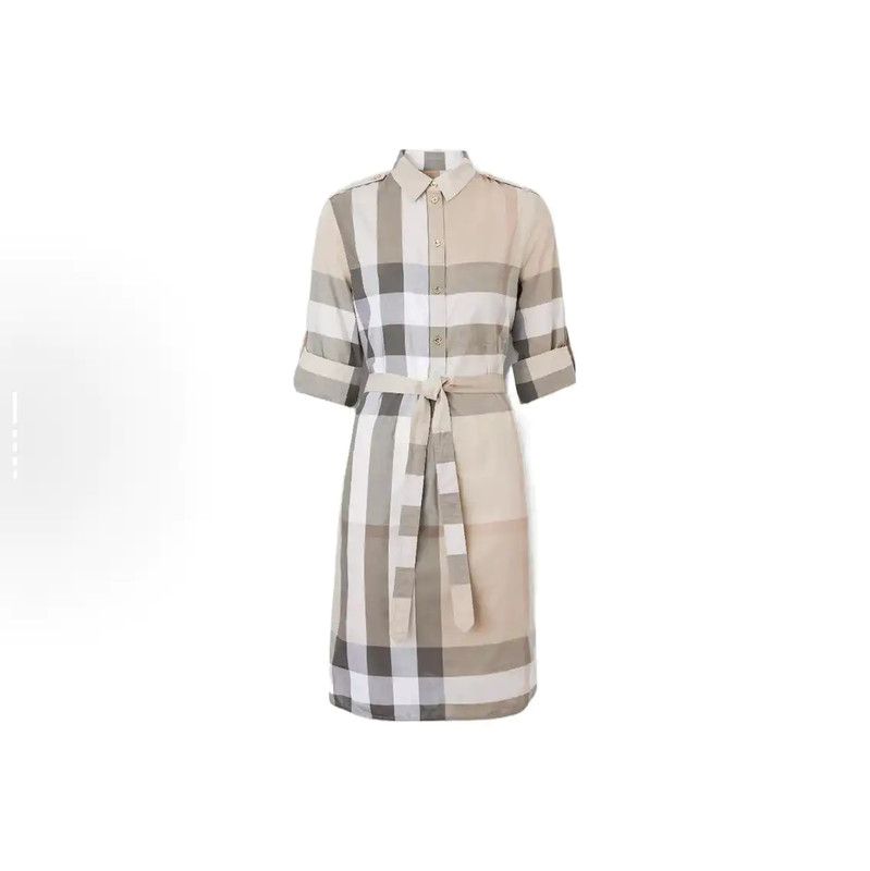 Burberry Burberry Summer Khaki Check Logo Dress Size XL / US 12-14 / IT 48-50 - 1 Thumbnail