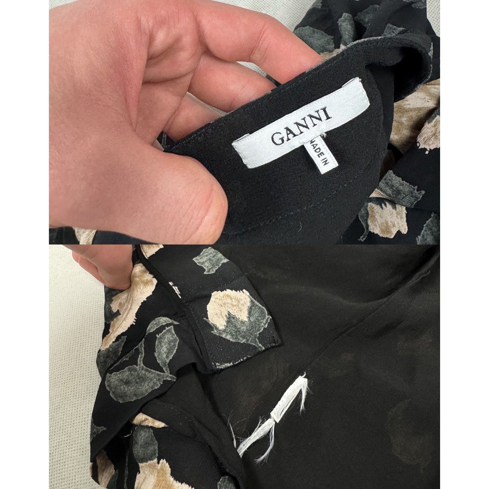 Ganni × Japanese Brand Ganni Black Floral Kimono Dress Size S / US 4 / IT 40 - 2 Thumbnail