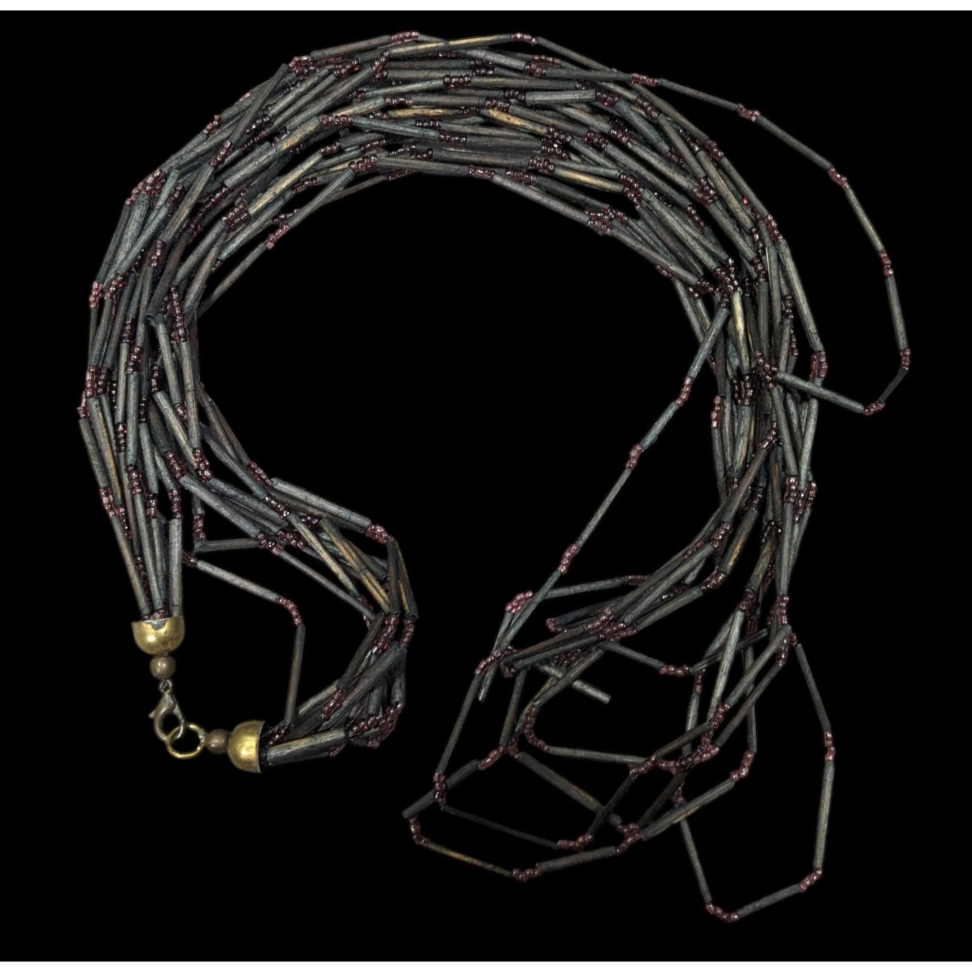 Other Vintage Black Wood And Glass Multistrand Necklace Size ONE SIZE - 1 Thumbnail