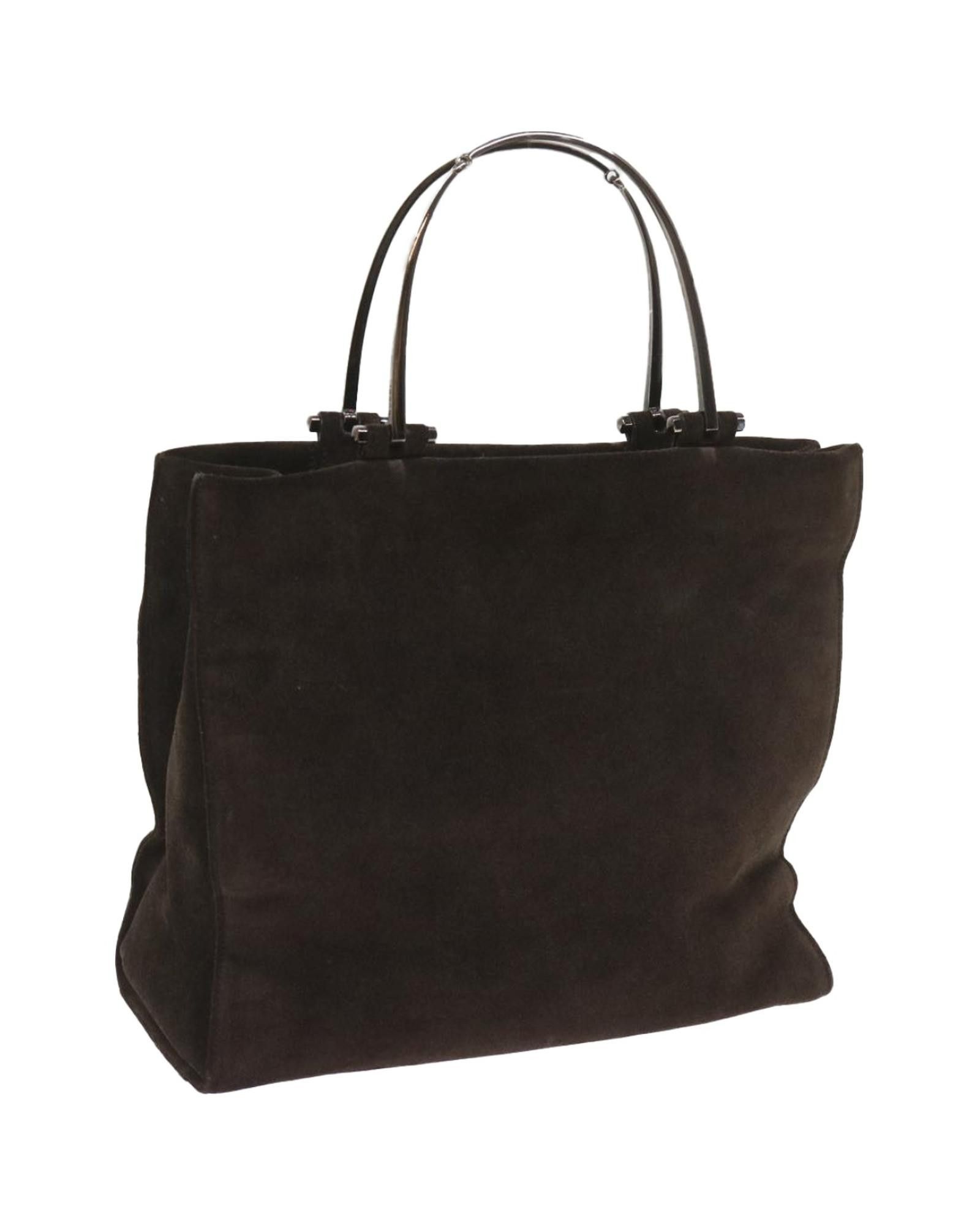 image of Gucci Luxurious Brown Suede Handbag With Feminine Design And High Durability, Women's