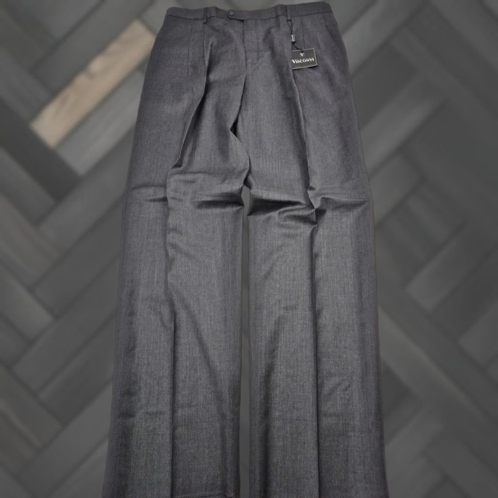 Vintage Enrico Visconti Dress Pants Mens 42x36 Gray Wool Straight Italy Flat Front Size US 42 / EU 58 - 1 Thumbnail