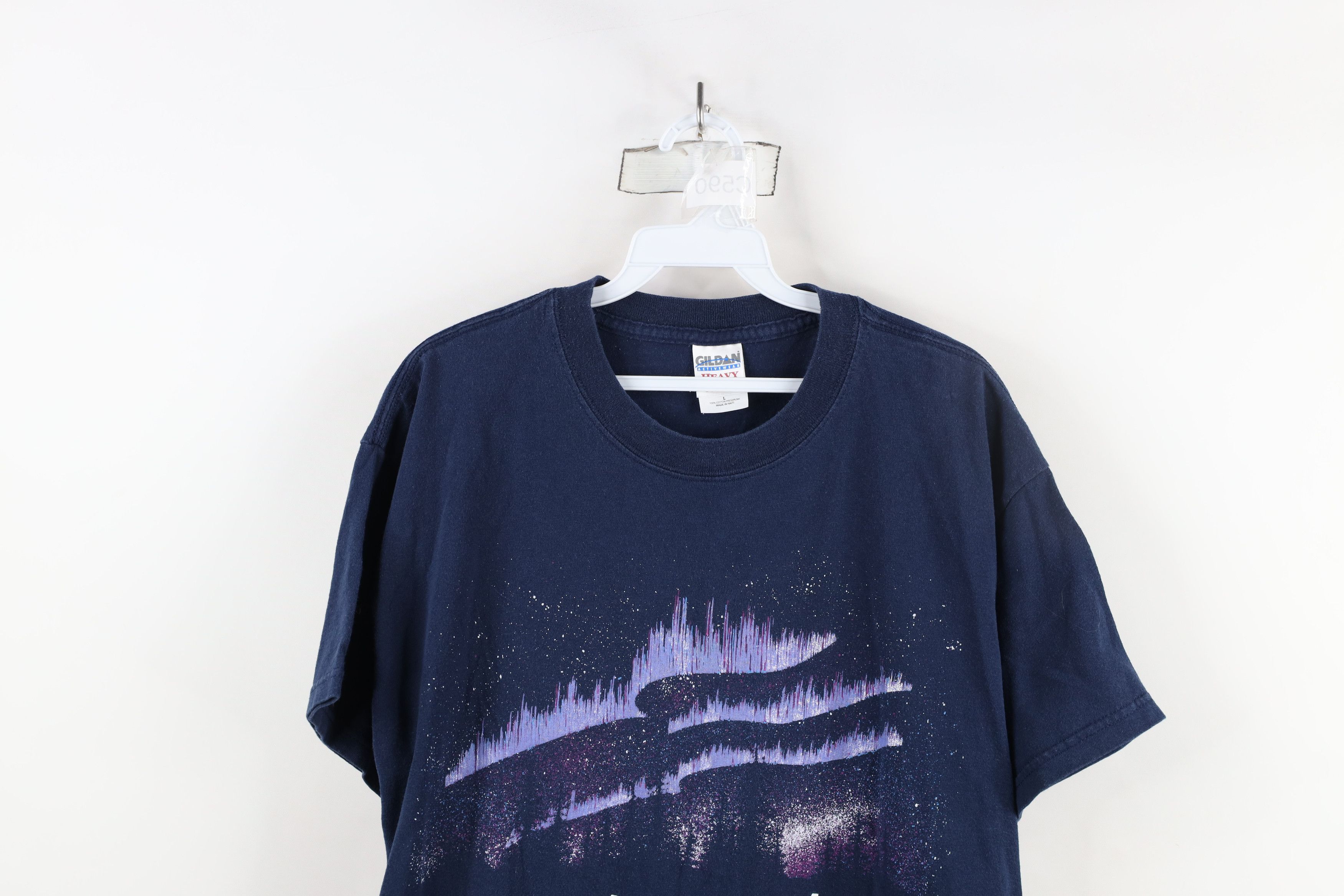 Vintage Vintage 90s Streetwear Northern Lights Alaska T-Shirt Blue Size US L / EU 52-54 / 3 - 2 Thumbnail