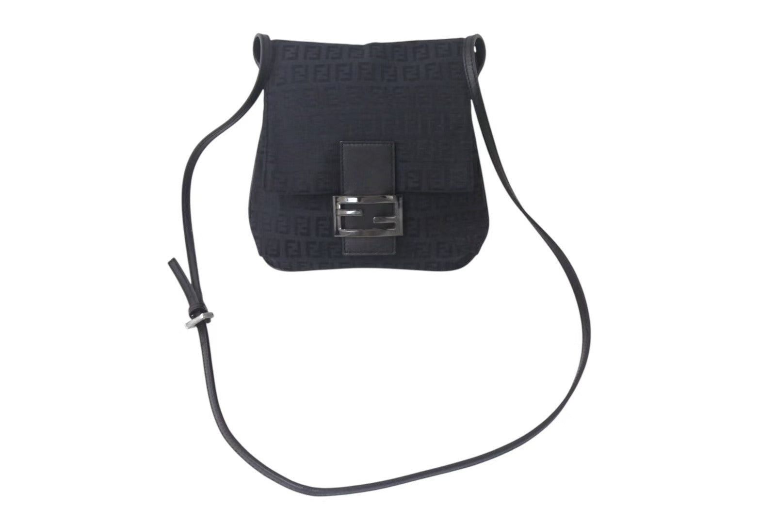 Fendi Shoulder Bag Messenger Bag Zucchino Pattern in Black, Men's