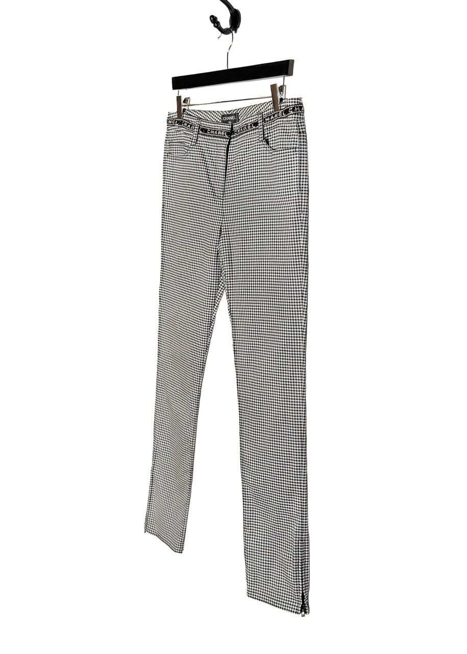 Chanel Chanel SS16 Navy Blue White Gingham Logo Waist Crop Trousers Size 28" / US 6 / IT 42 - 2 Thumbnail