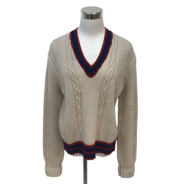 Gucci Gucci Cable Knit V-Neck Sweater Size L Size US L / EU 52-54 / 3 - 1 Thumbnail