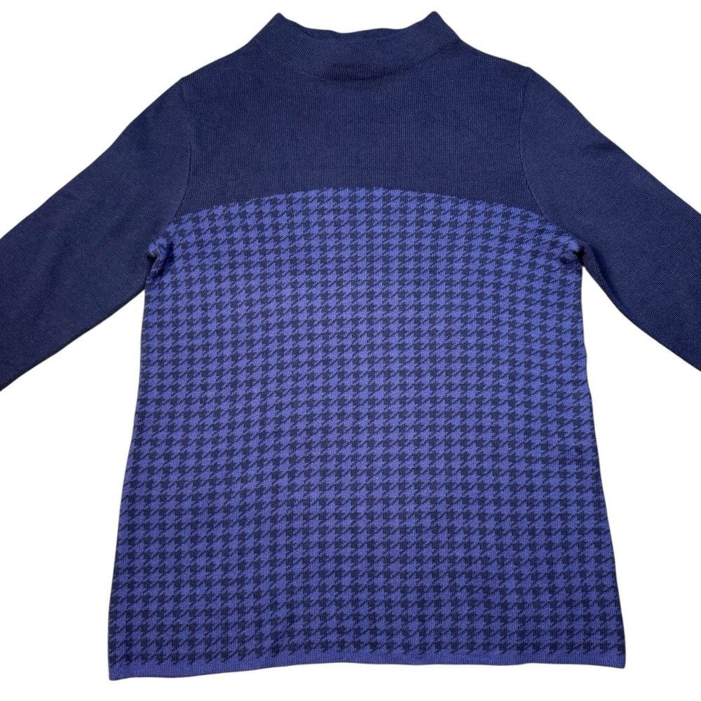 Other Susan Graver High Neck Houndstooth Blue Sweater Size S Size S / US 4 / IT 40 - 4 Thumbnail