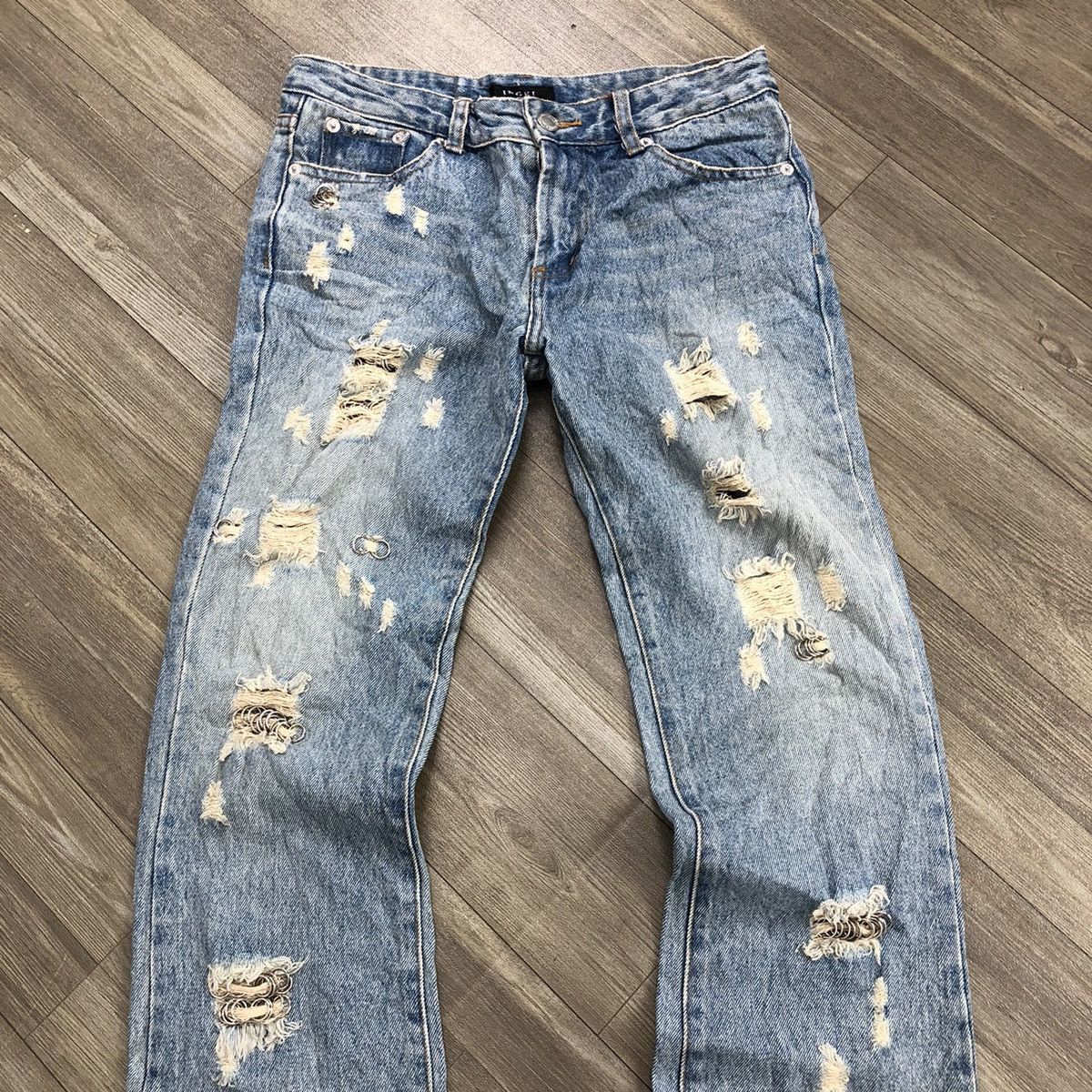 If Six Was Nine 2000s Ingni Distressed Studded Lgb Bootcut Flared Jeans Y2K Size US 28 / EU 44 - 2 Thumbnail