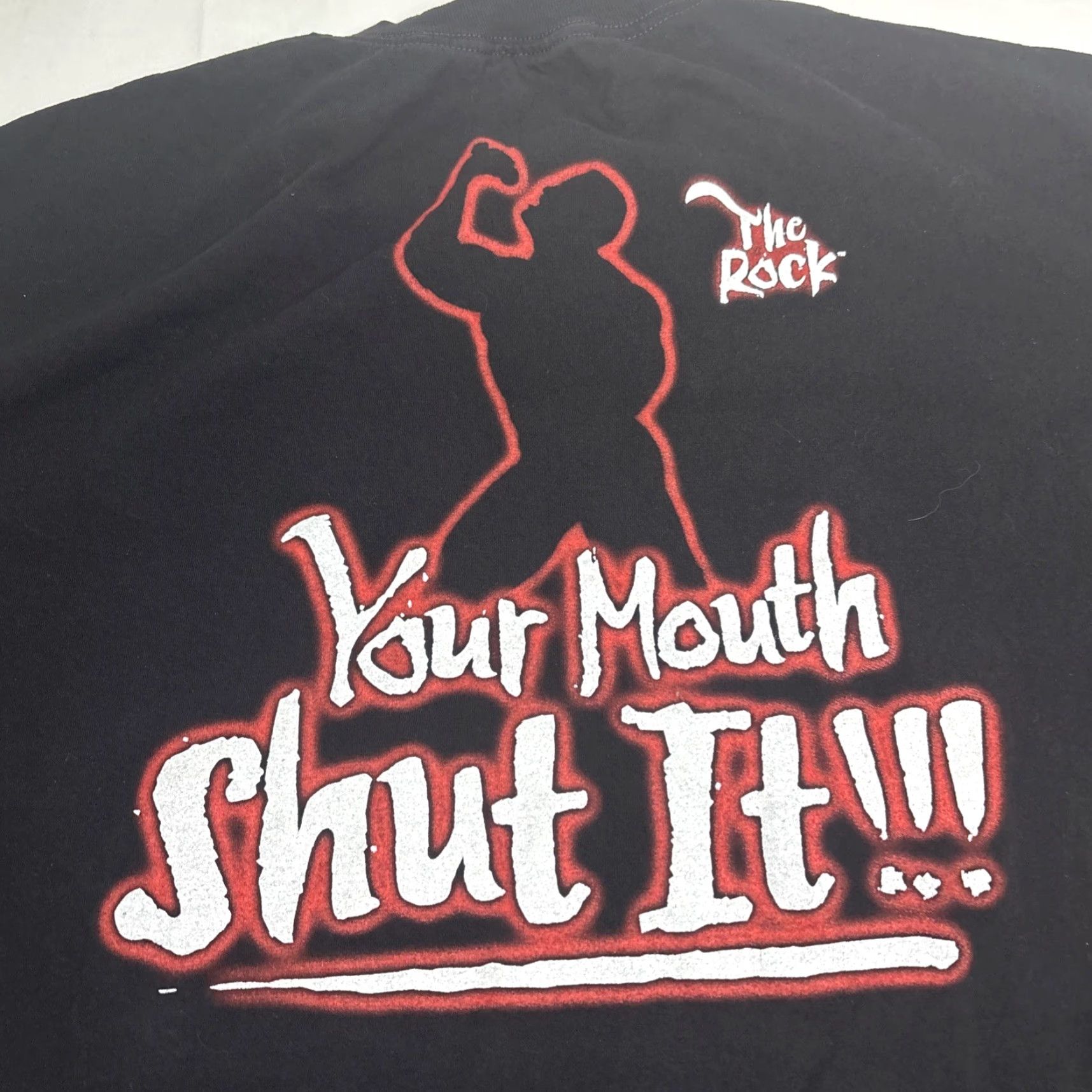 Etro WWE T Shirt Mens 3XL Black Retro The Rock Your Role Know It Your Mouth Shut It Size US XXL / EU 58 / 5 - 6 Thumbnail