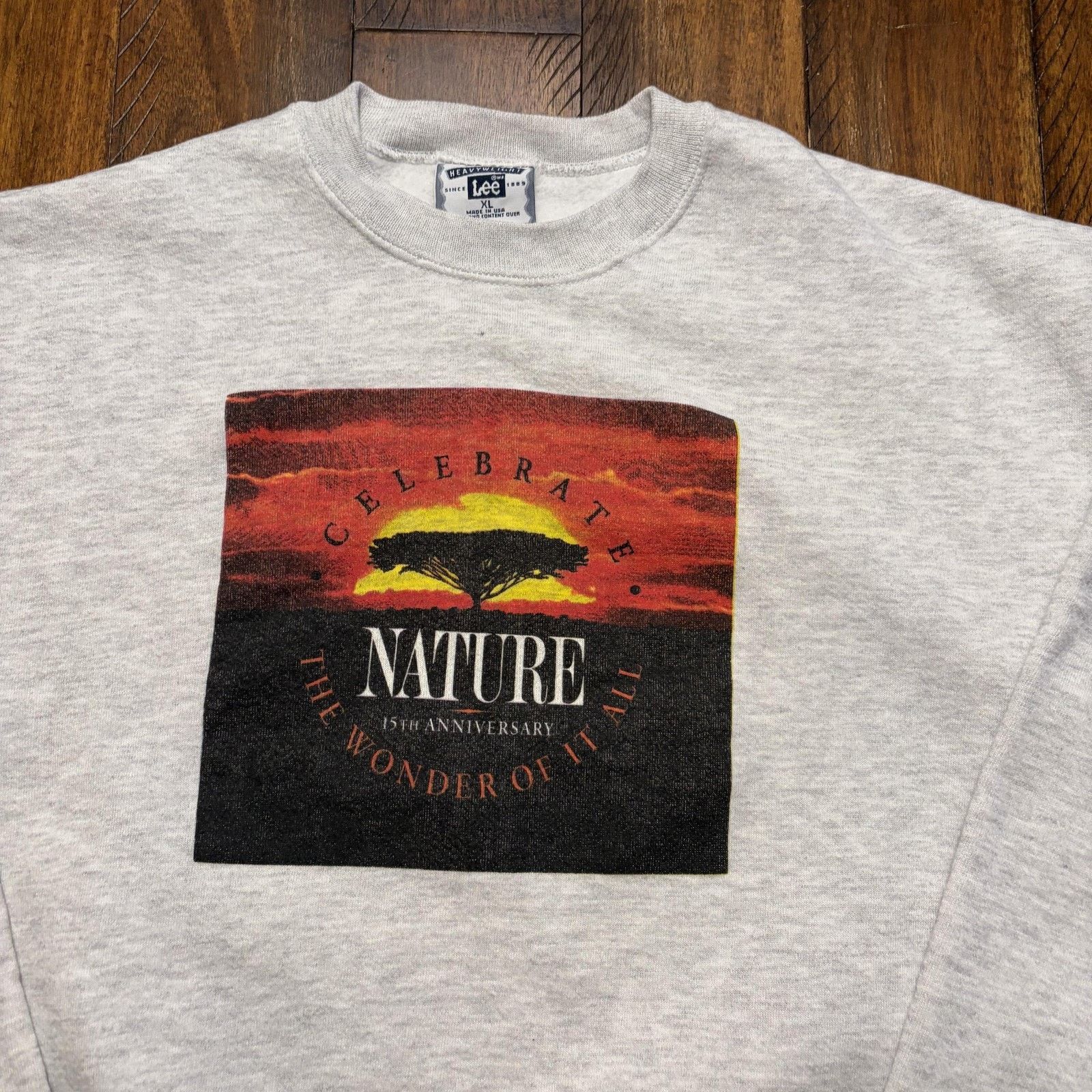 Lee Vtg Lee Celebrate Nature Sweatshirt XL Gray Fleece USA 90s Size US XL / EU 56 / 4 - 3 Thumbnail