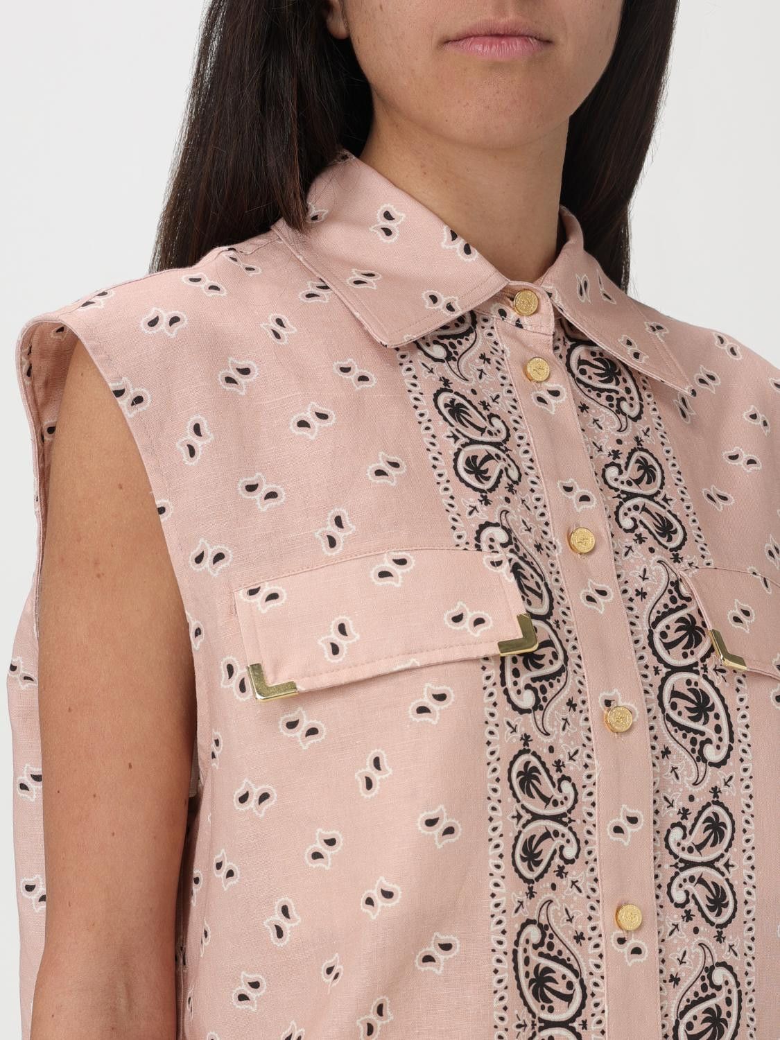 Palm Angels o1y1125 Linen Shirt in Beige/Black Size XS / US 0-2 / IT 36-38 - 5 Thumbnail
