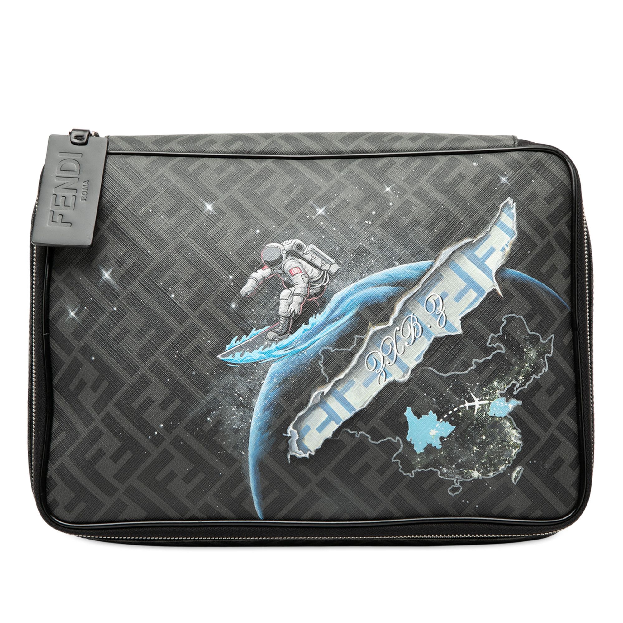 Fendi Fendi Zucca Coated Canvas Surfing Astronaut Clutch Size ONE SIZE - 1 Thumbnail