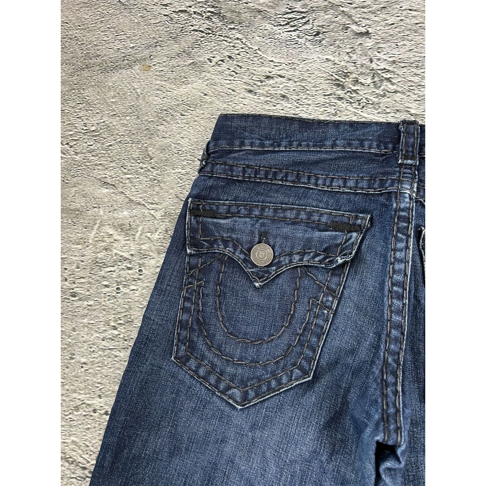 True Religion × Vintage True Religion navy jeans black thick stitching Jack Big QT Size US 32 / EU 48 - 3 Thumbnail